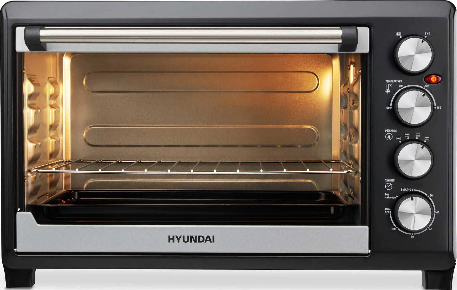 Изображение товара Электропечь 2000 Вт Hyundai 748939 54x34.3x39.1 см цвет серебристый, черный
