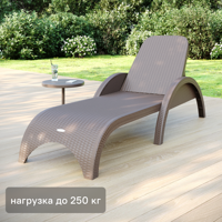 Изображение товара Шезлонг без подушки Rattan 187x73х44 см пластик серый для улицы