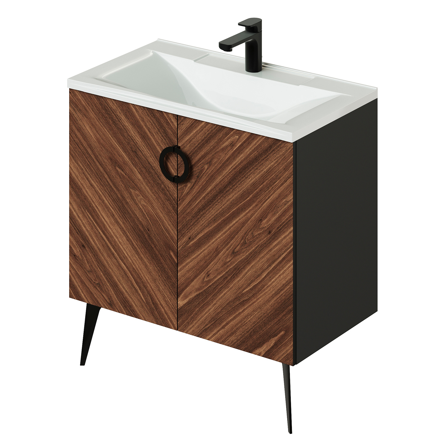 Изображение товара Тумба под раковину Итана Palladio напольная с раковиной 78.70 см коричневая