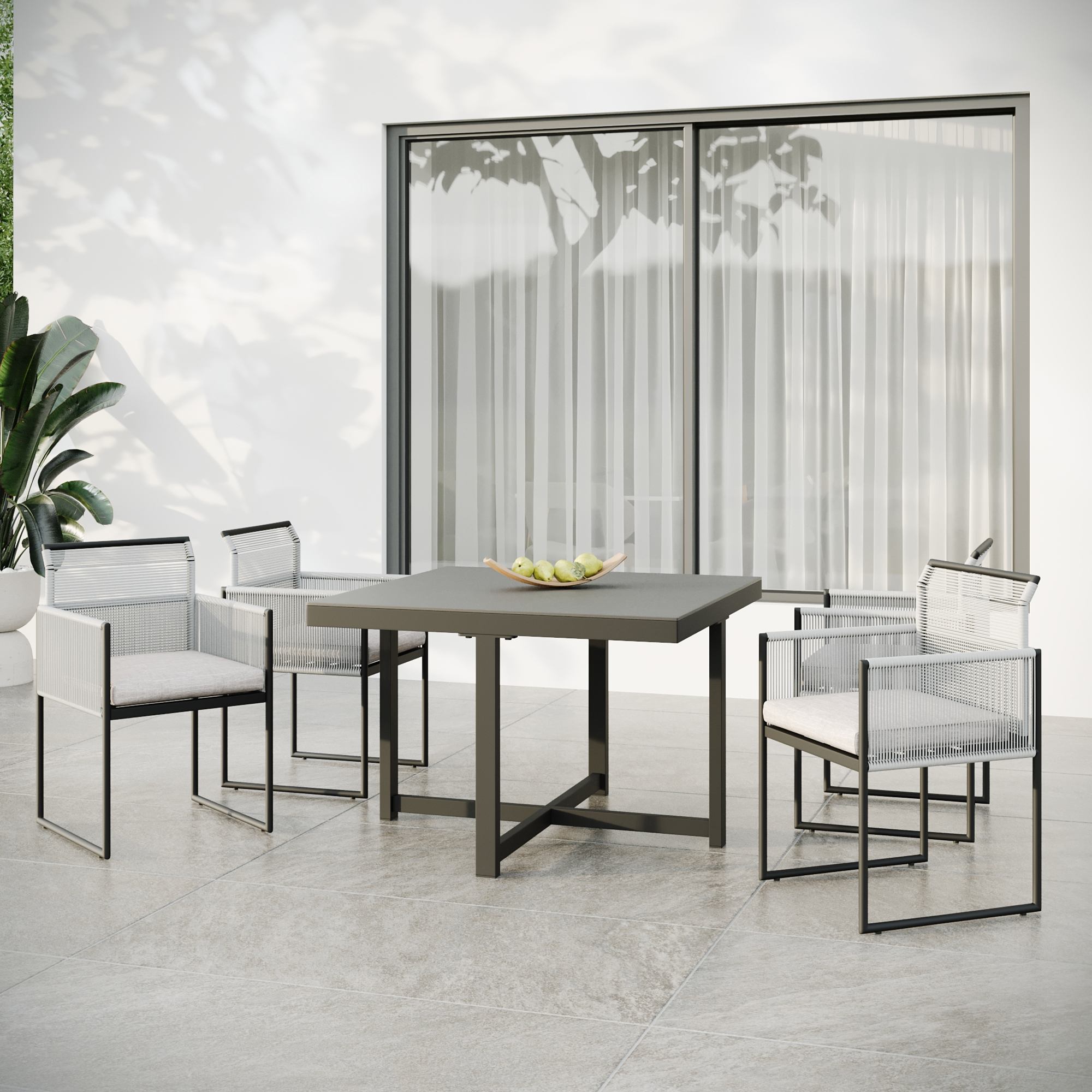 Изображение товара Набор садовой мебели BEGINIA Compass сталь серый 4 места для обеда