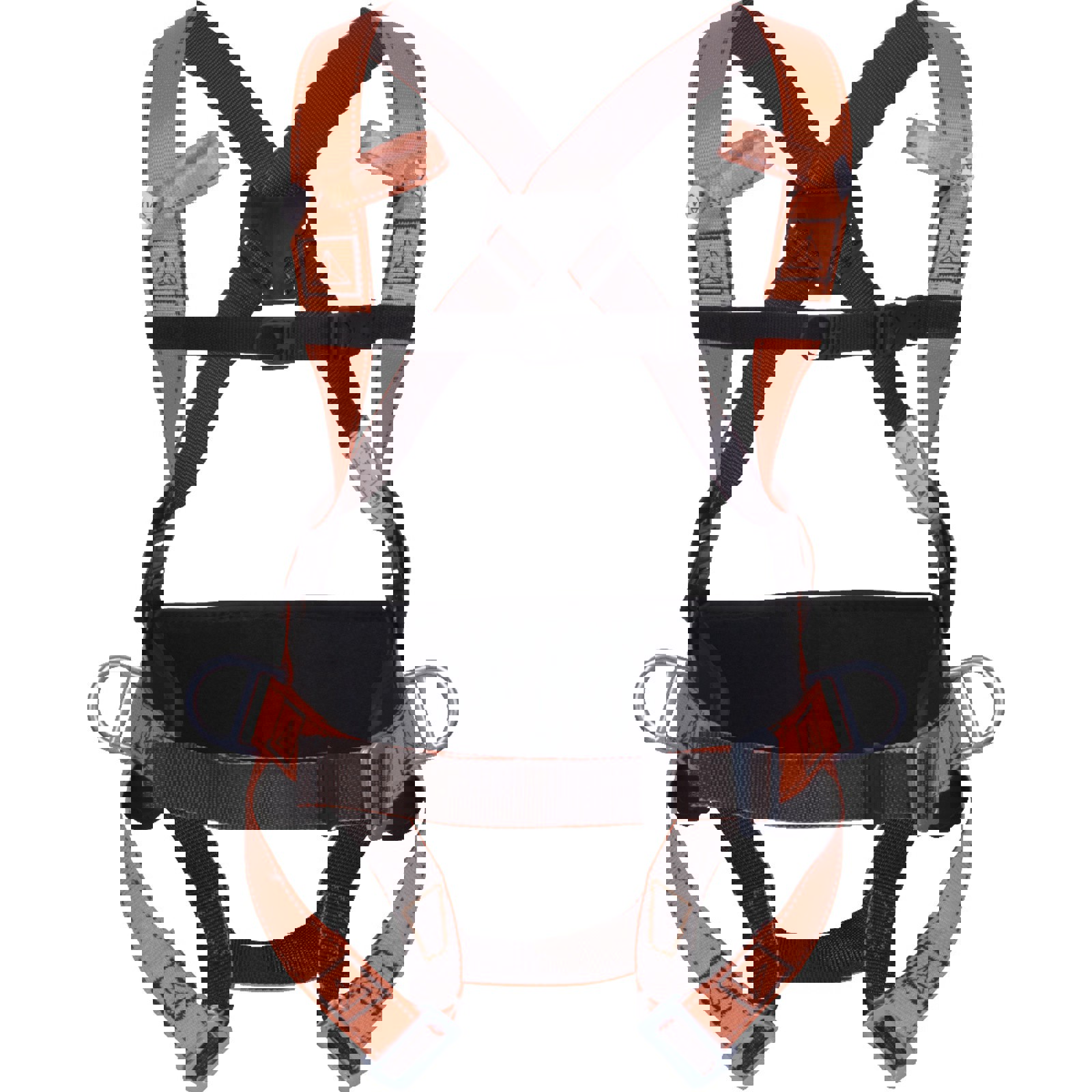 Изображение товара Страховочная привязь Delta Plus HAR14XX с поясом, 4 точки крепления, регулируемая, оранжевая