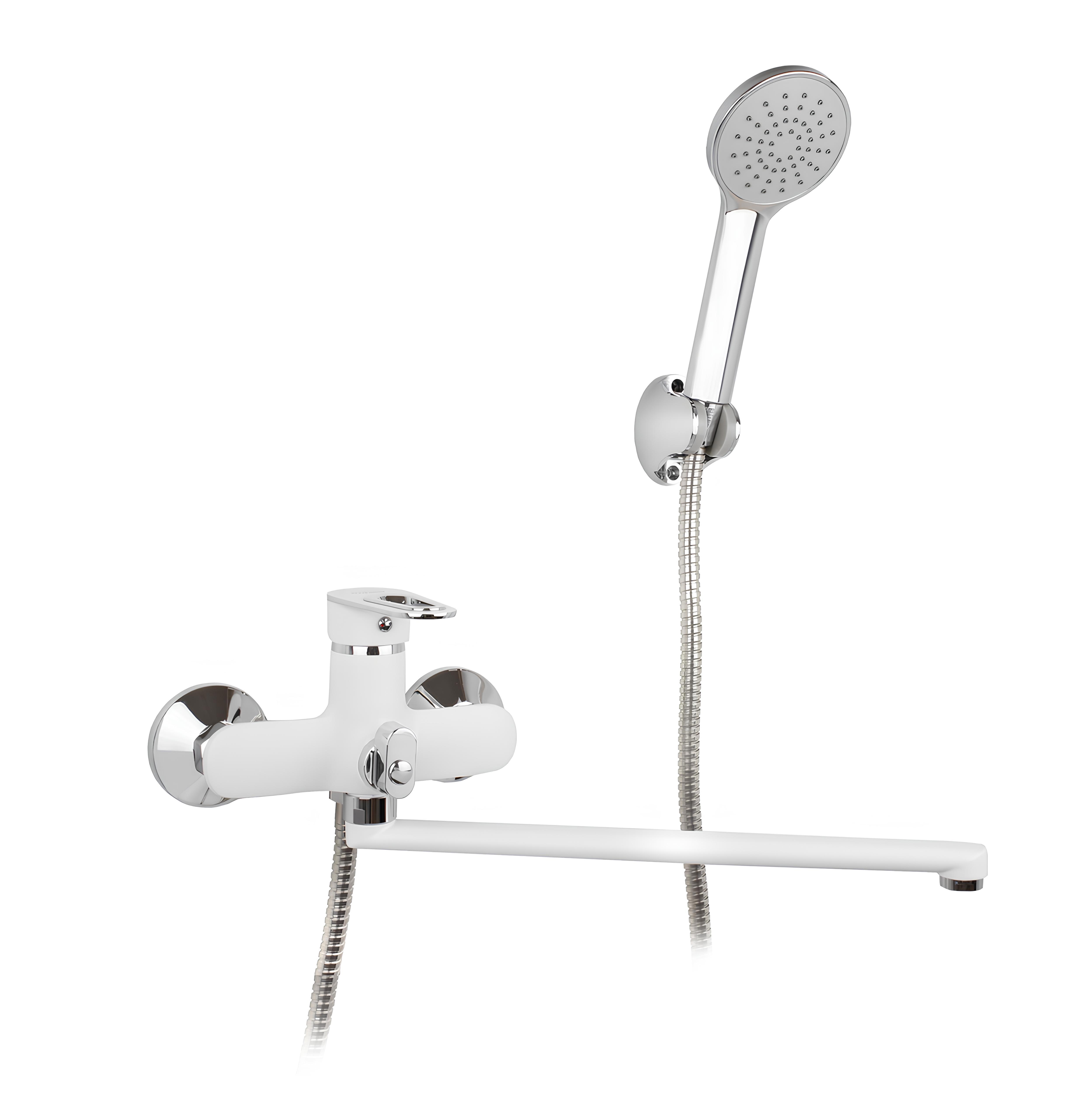 Изображение товара Смеситель для ванны POTATO P22274-7 с душем, латунь, белый, поворотный излив