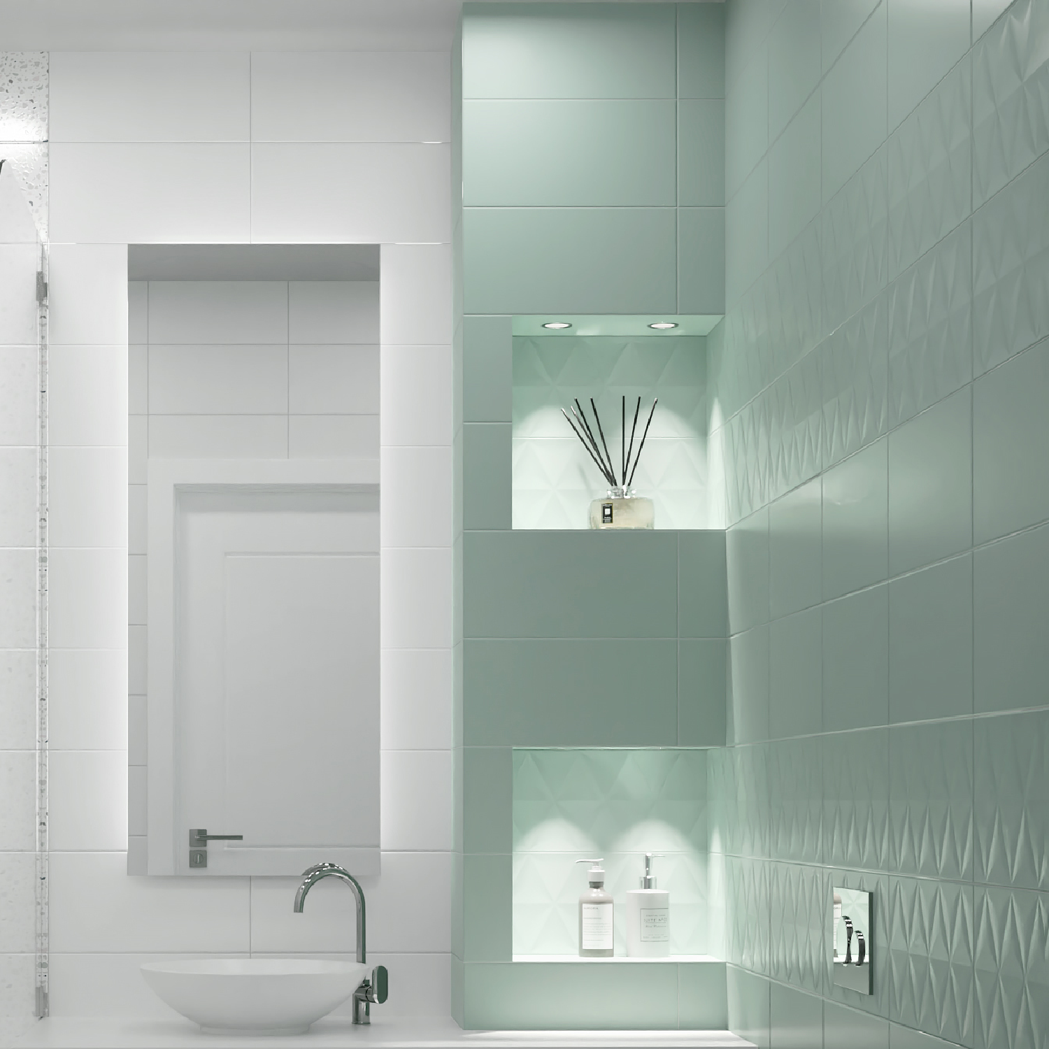 Изображение товара Настенная плитка KREAFORTA Mersey Mono 20x40 см матовая мятного цвета