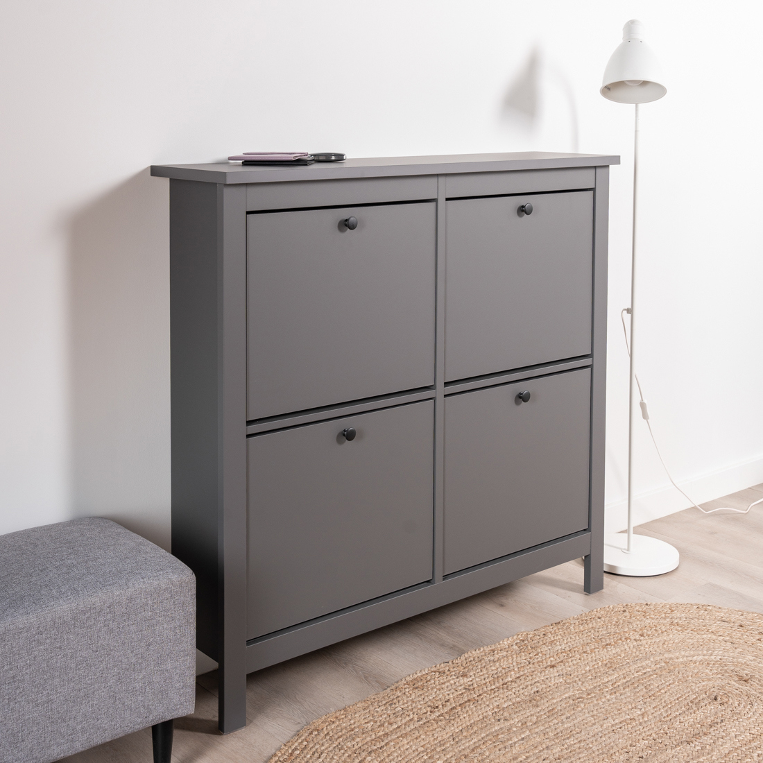 Изображение товара Обувница Гуд Лакк Сага 112.6x107.4x27.9 см серый ДСП современный дизайн