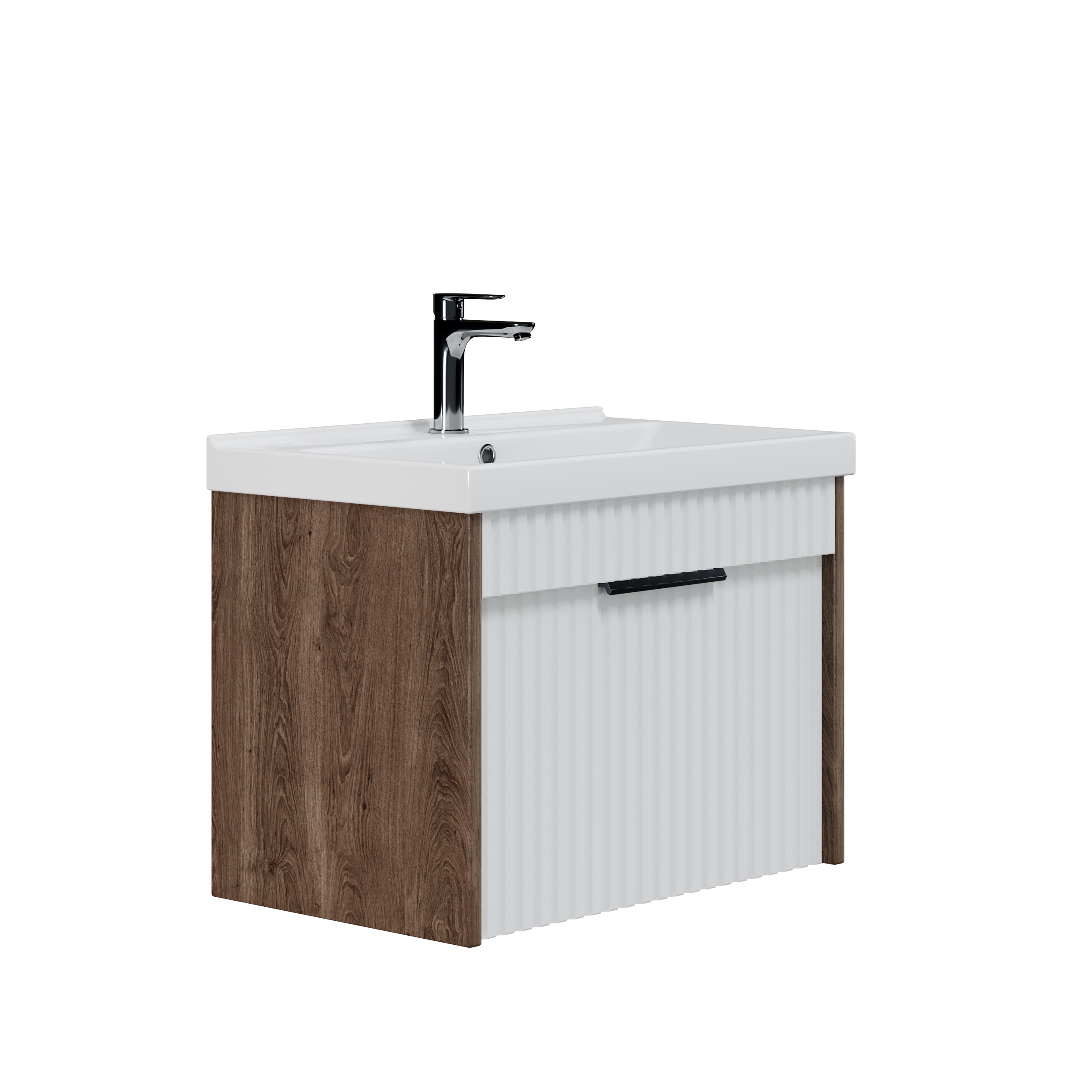 Изображение товара Тумба для ванной PLAY Луи 80 подвесная цвет белый-коричневый под раковину 80 см