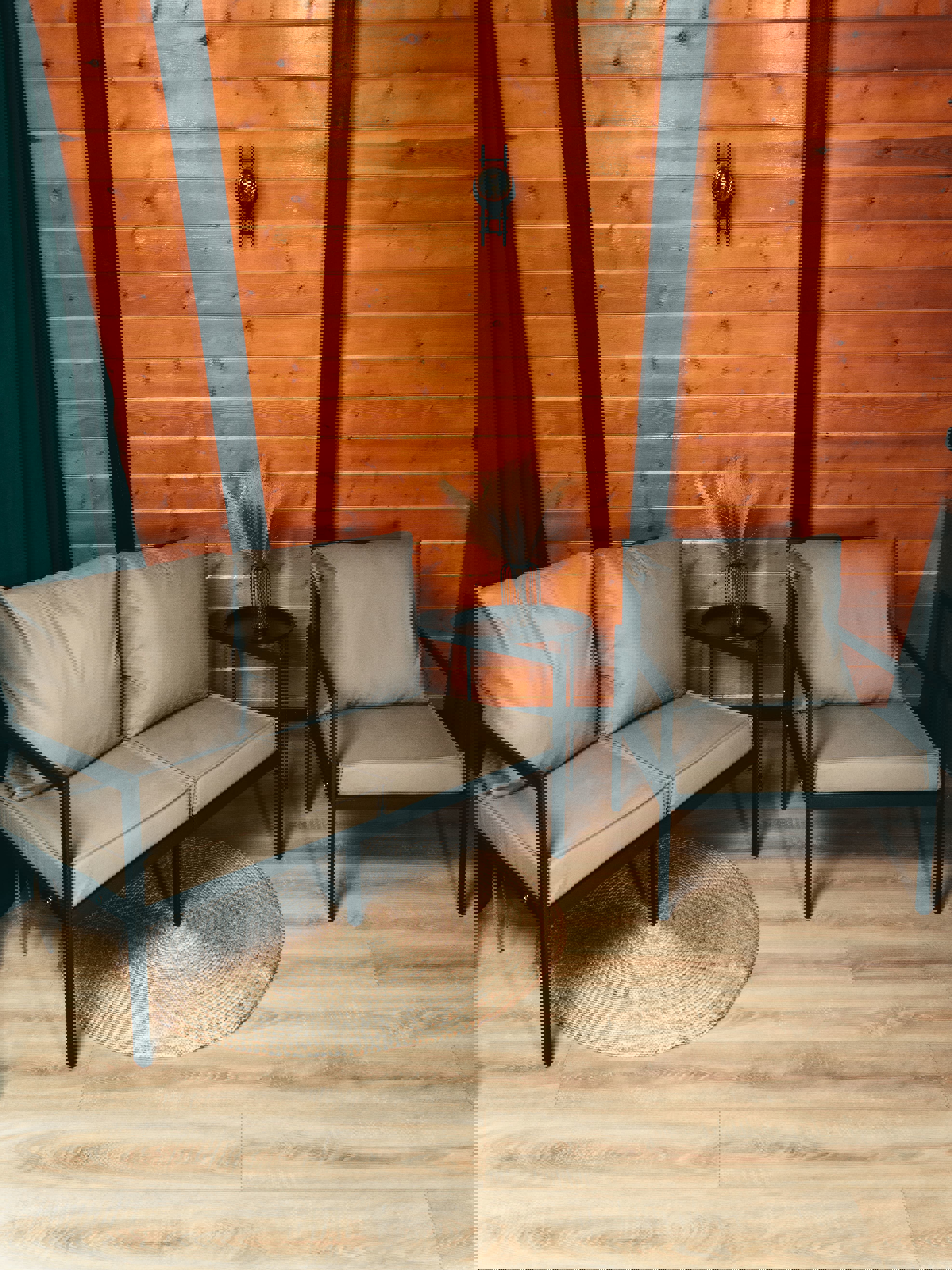 Изображение товара Набор садовой мебели металл бежевый диван и кресло с подушками Россия