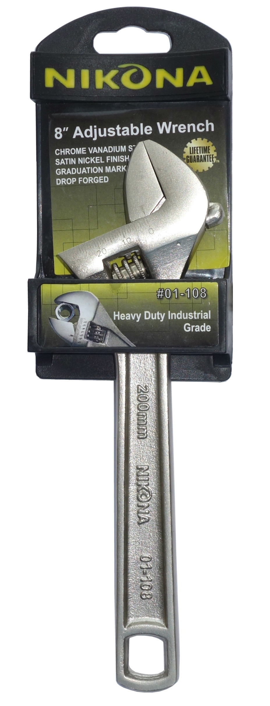 Изображение товара Разводной ключ Nikona 01-108 захват до 30 мм 205 мм хромованадиевая сталь