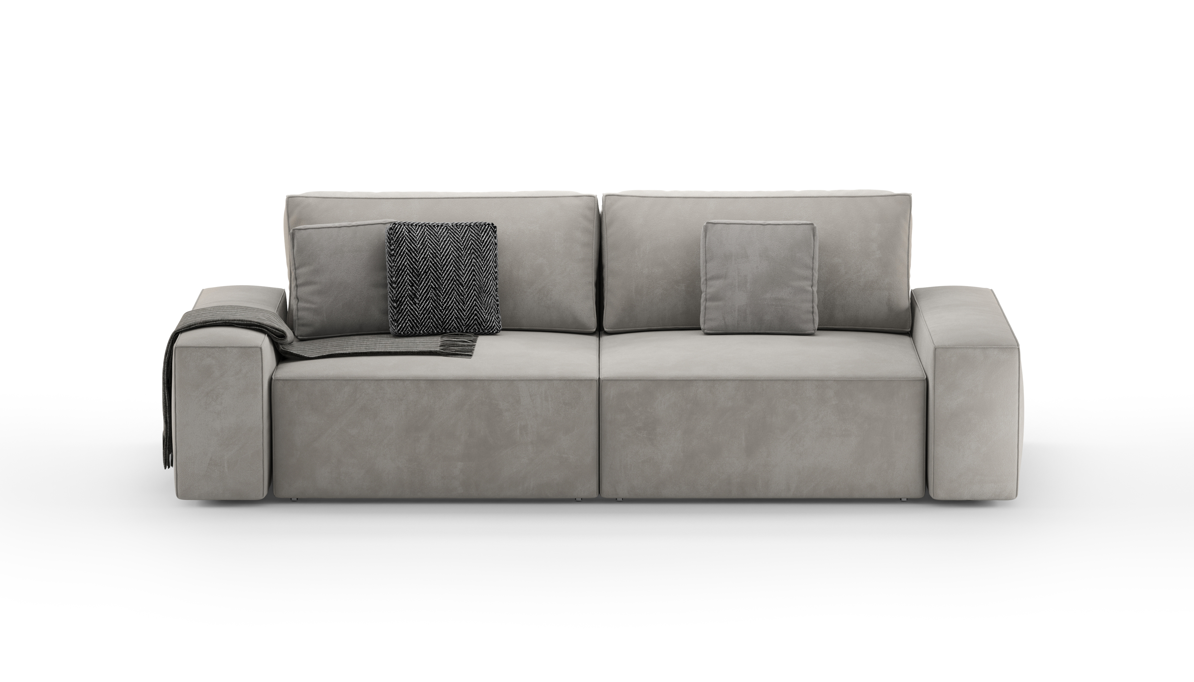 Изображение товара Диван раскладной Mebelroom Формула 250x80x100 см велюр цвет светло-серый