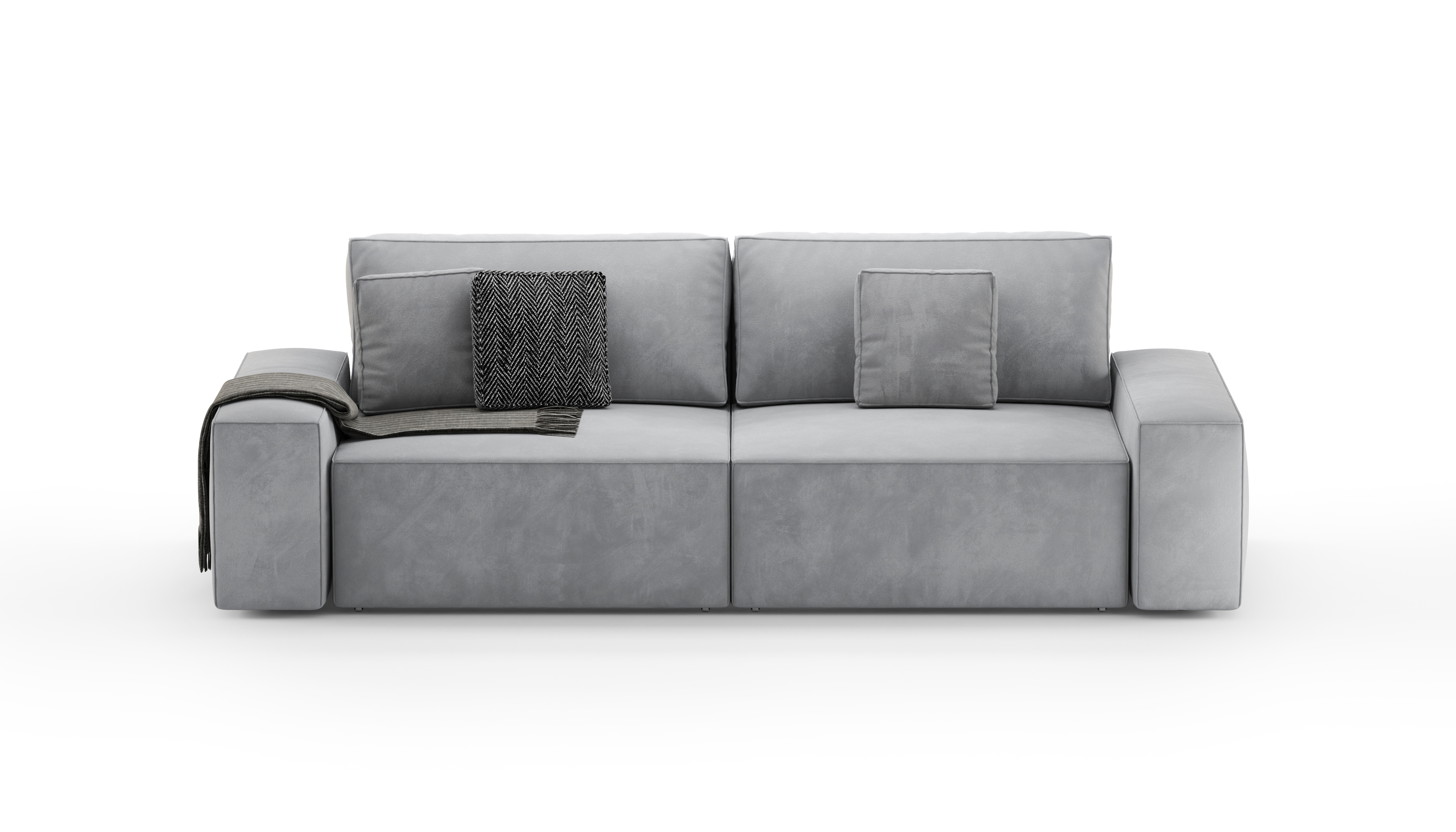 Изображение товара Диван раскладной Mebelroom Формула 250x80x100 см велюр серый с ящиками