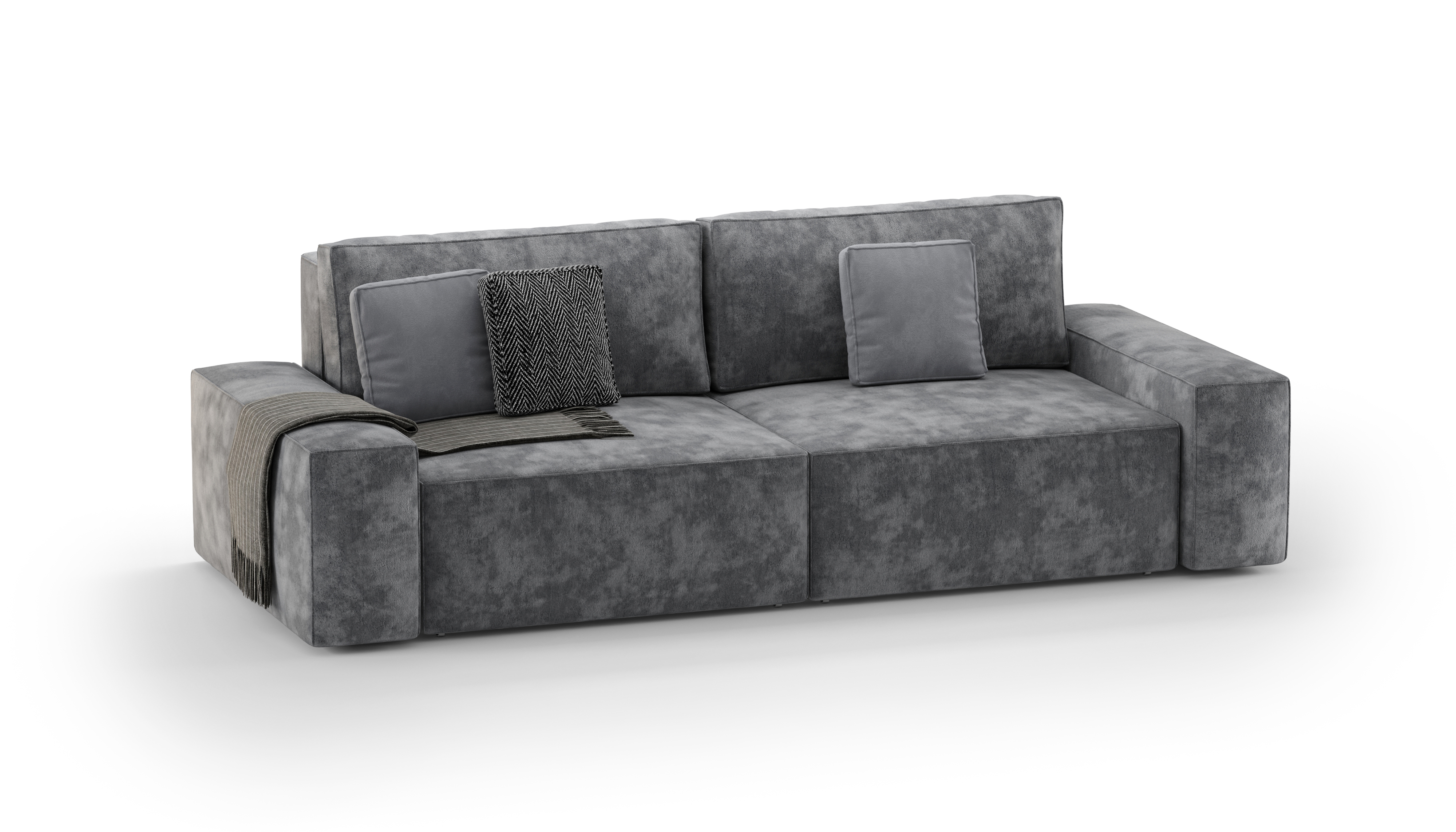 Изображение товара Диван раскладной Mebelroom Плюш 250x80x100 см велюр графит