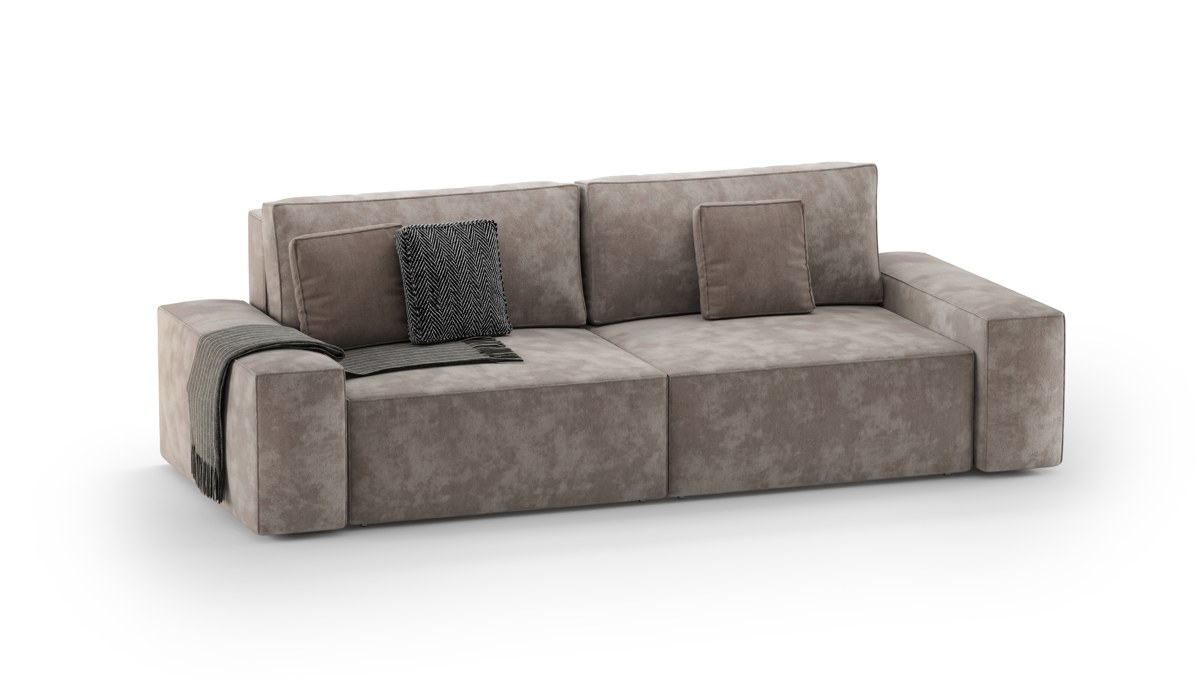 Изображение товара Диван раскладной Mebelroom Плюш 250x80x100 см велюр латте стиль Лофт