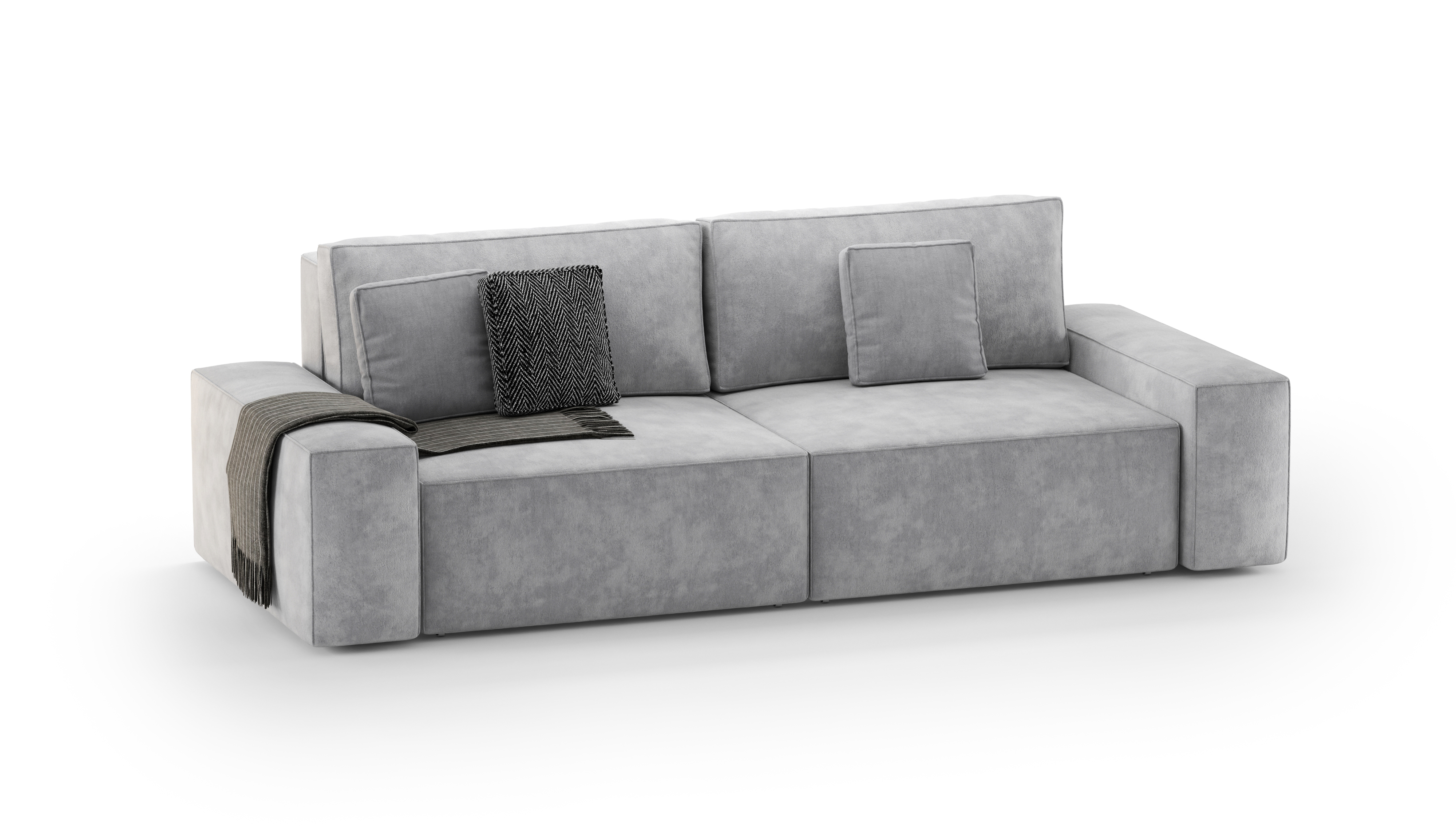 Изображение товара Диван раскладной Mebelroom Плюш 250x80x100 см велюр цвет сильвер