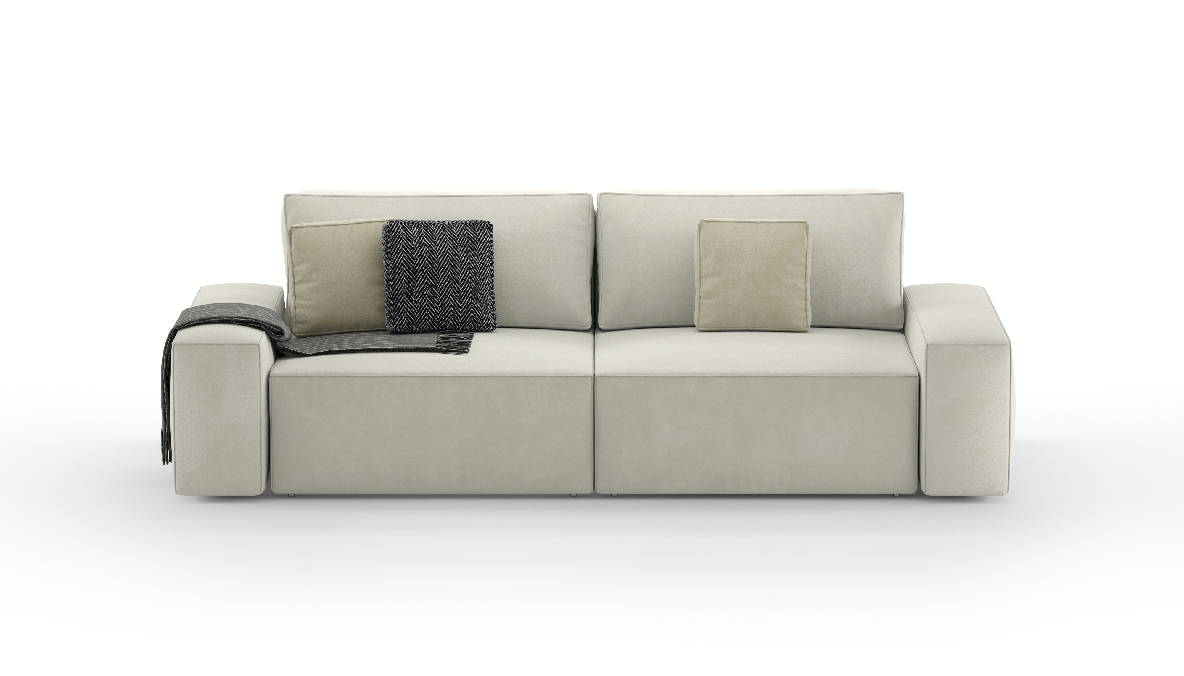 Изображение товара Диван раскладной Мебелрум Тедди 200х160 см велюр бежевый прямая модель