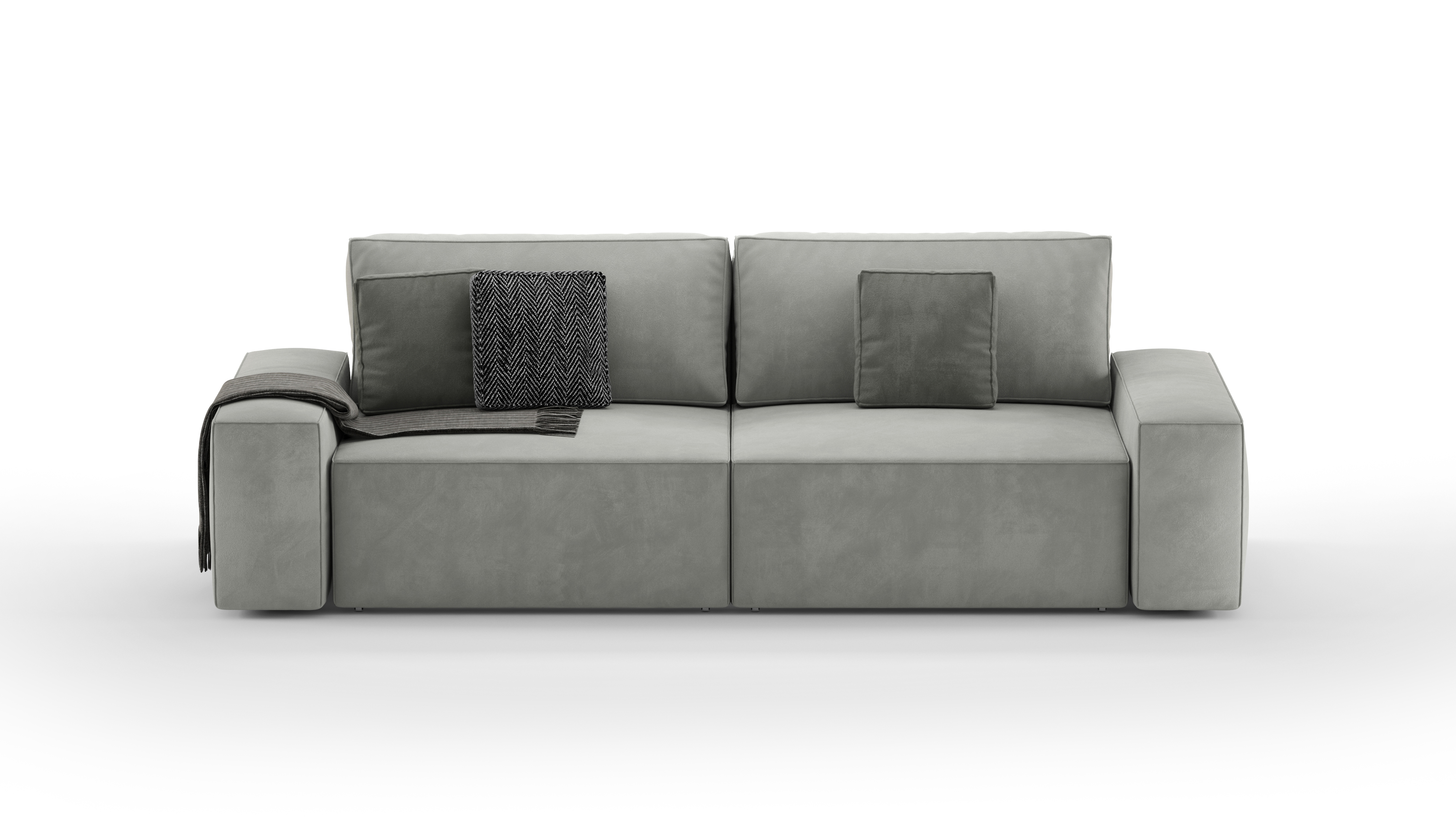 Изображение товара Диван раскладной Mebelroom Тедди велюр светло-серый 200х160 см