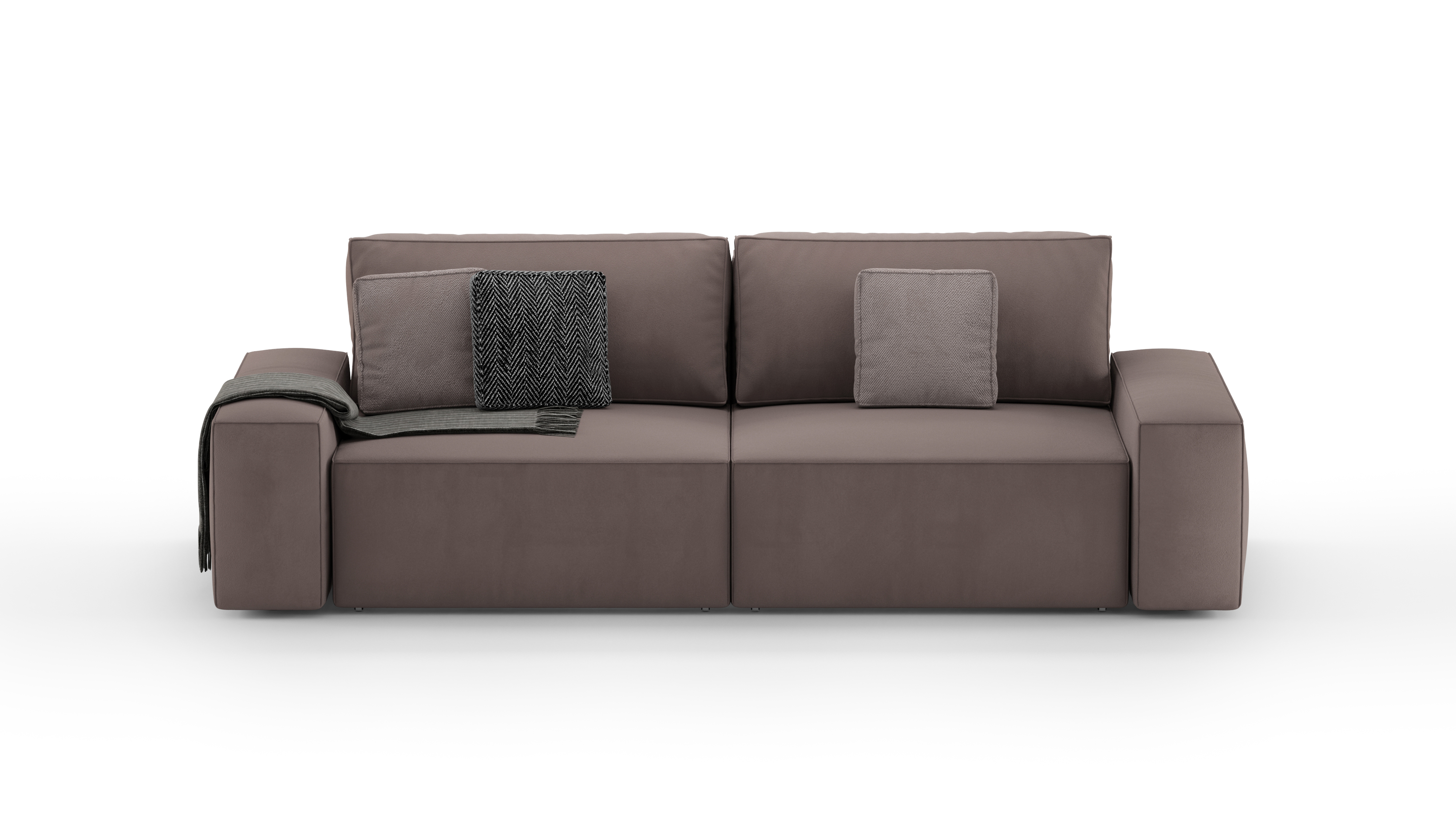 Изображение товара Диван раскладной Mebelroom Zenit 250x80x100 см велюр коричневый