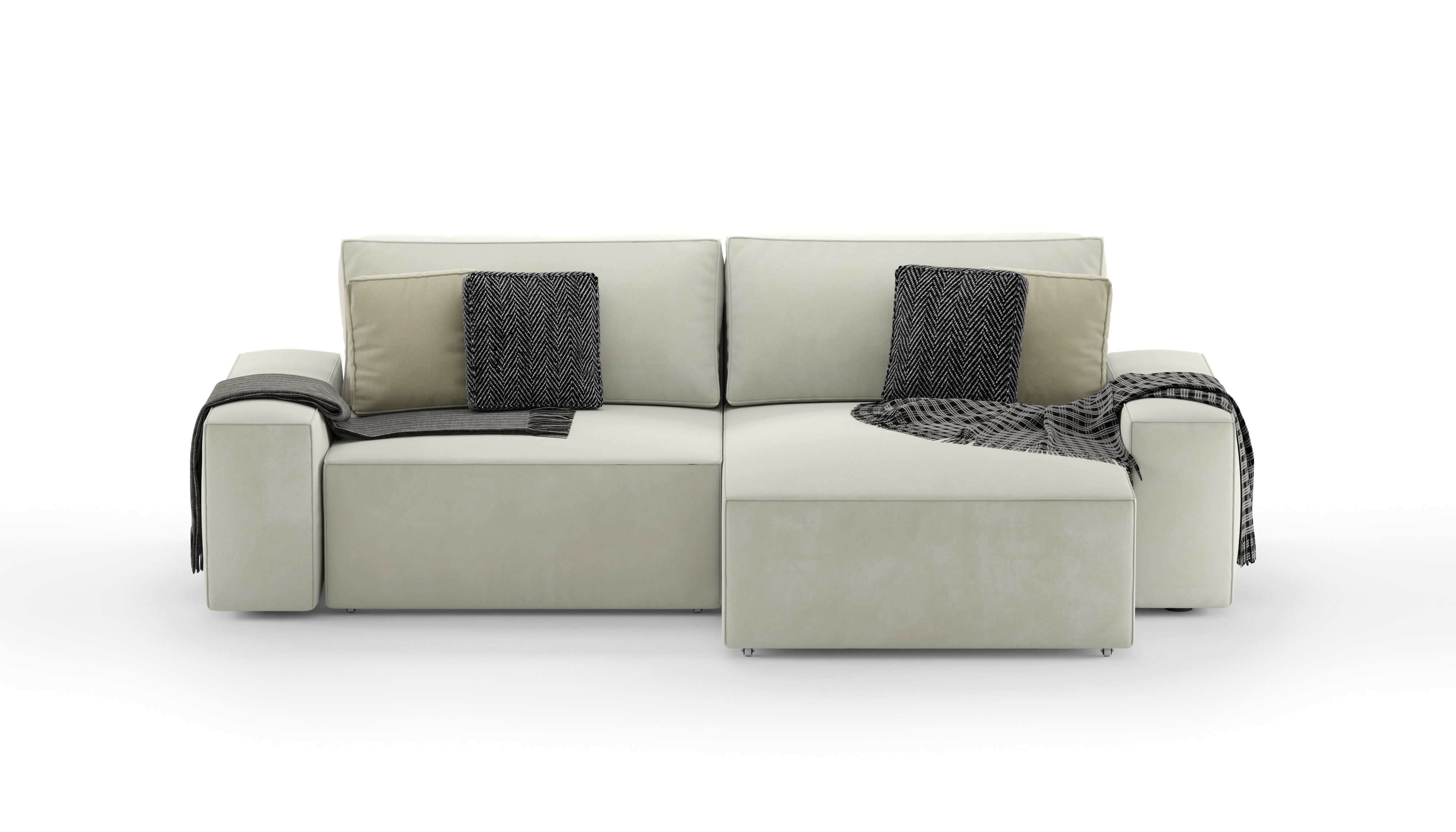 Изображение товара Диван раскладной Mebelroom Тедди 250x80x160 см велюр цвет песочный