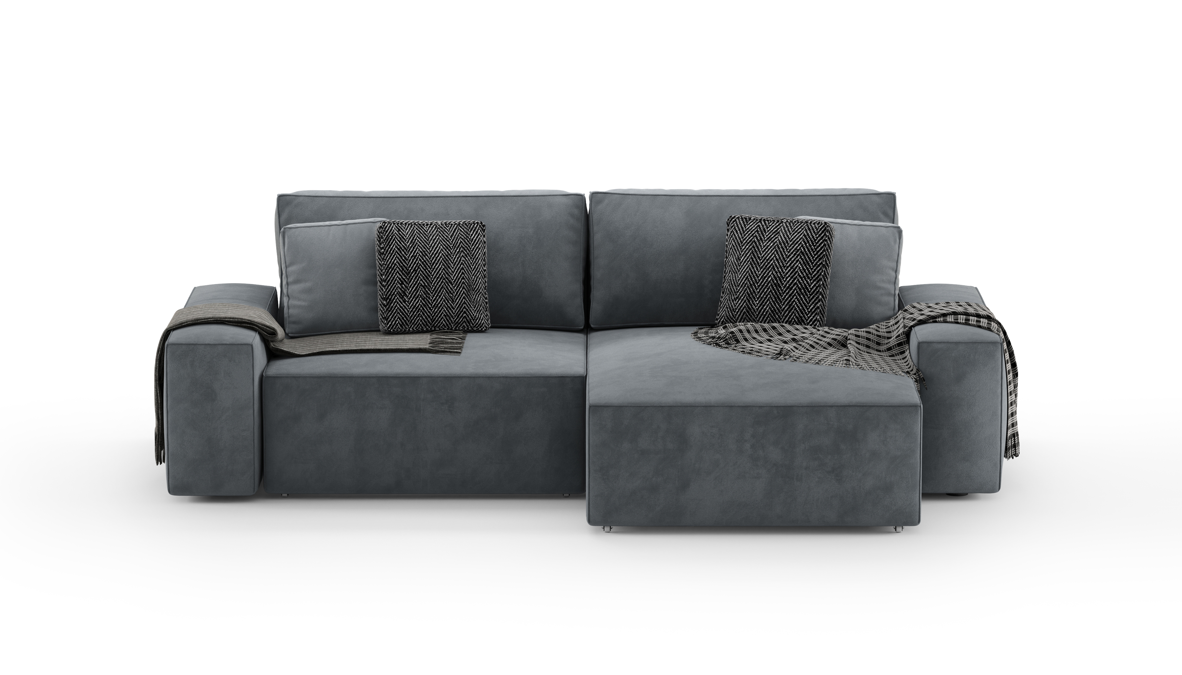 Изображение товара Диван раскладной Mebelroom Тедди 250x80x160 см велюр темно-серый для дома