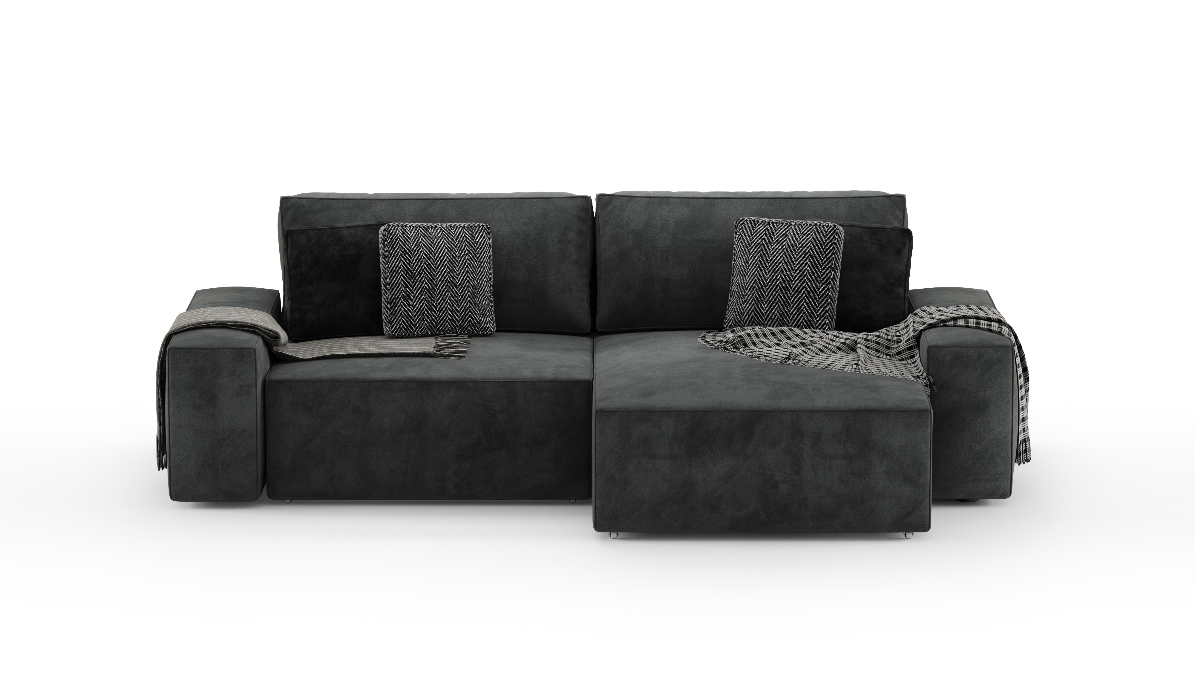 Изображение товара Диван раскладной Mebelroom Тедди 250x80x160 см велюр цвет черно-серый