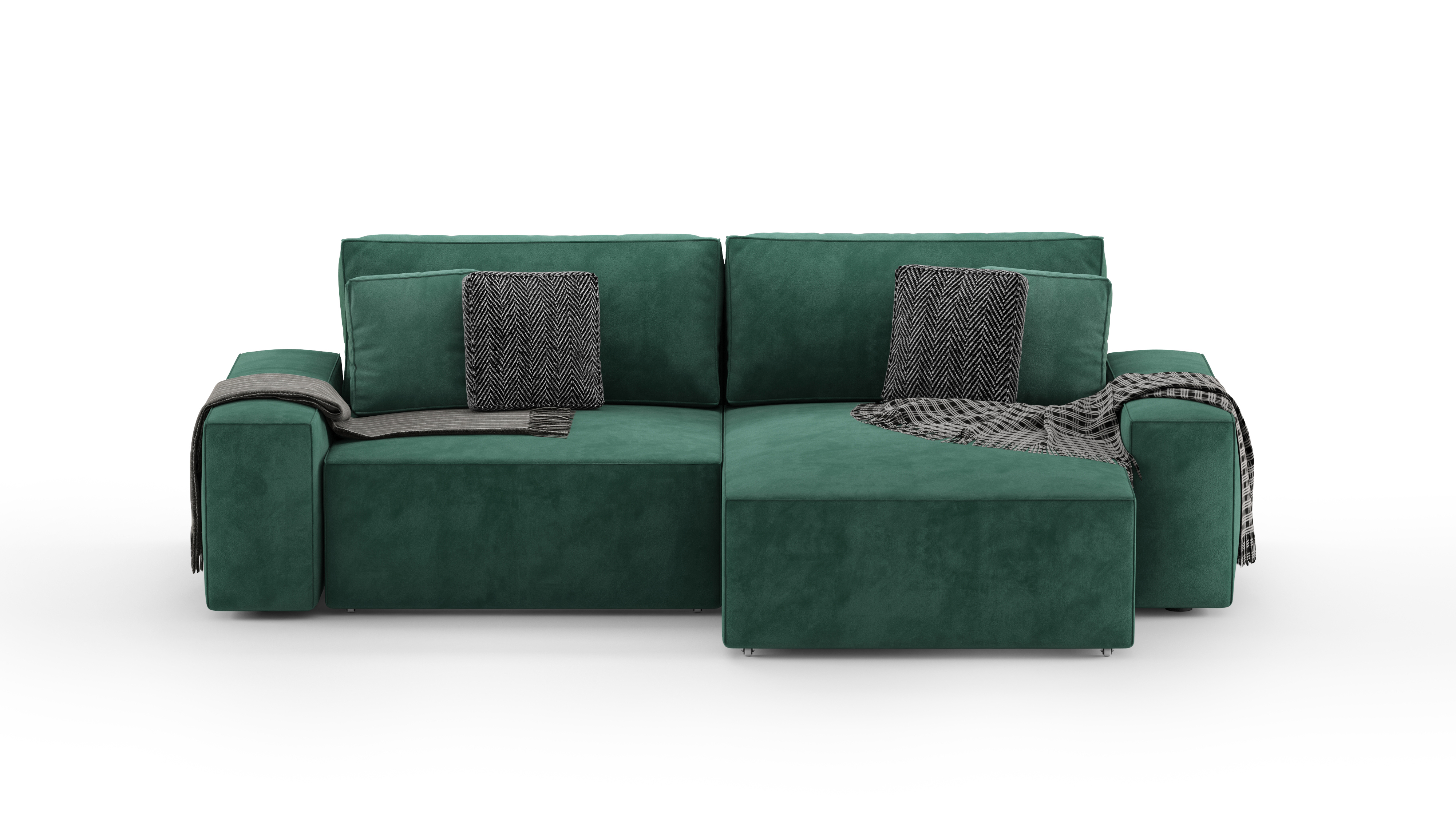 Изображение товара Диван раскладной Mebelroom Тедди изумрудный велюр 250x80x160 см с ящиками