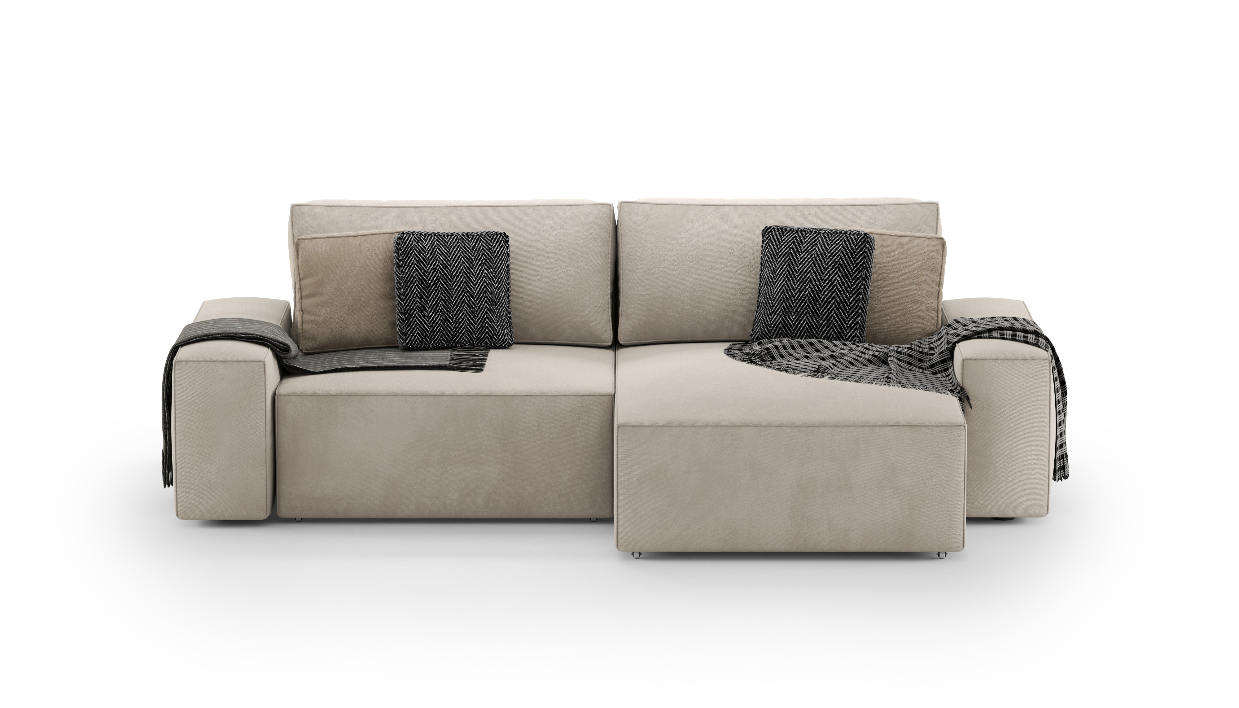 Изображение товара Раскладной диван Mebelroom Велютто 250x80x160 см велюр бежевый Лофт