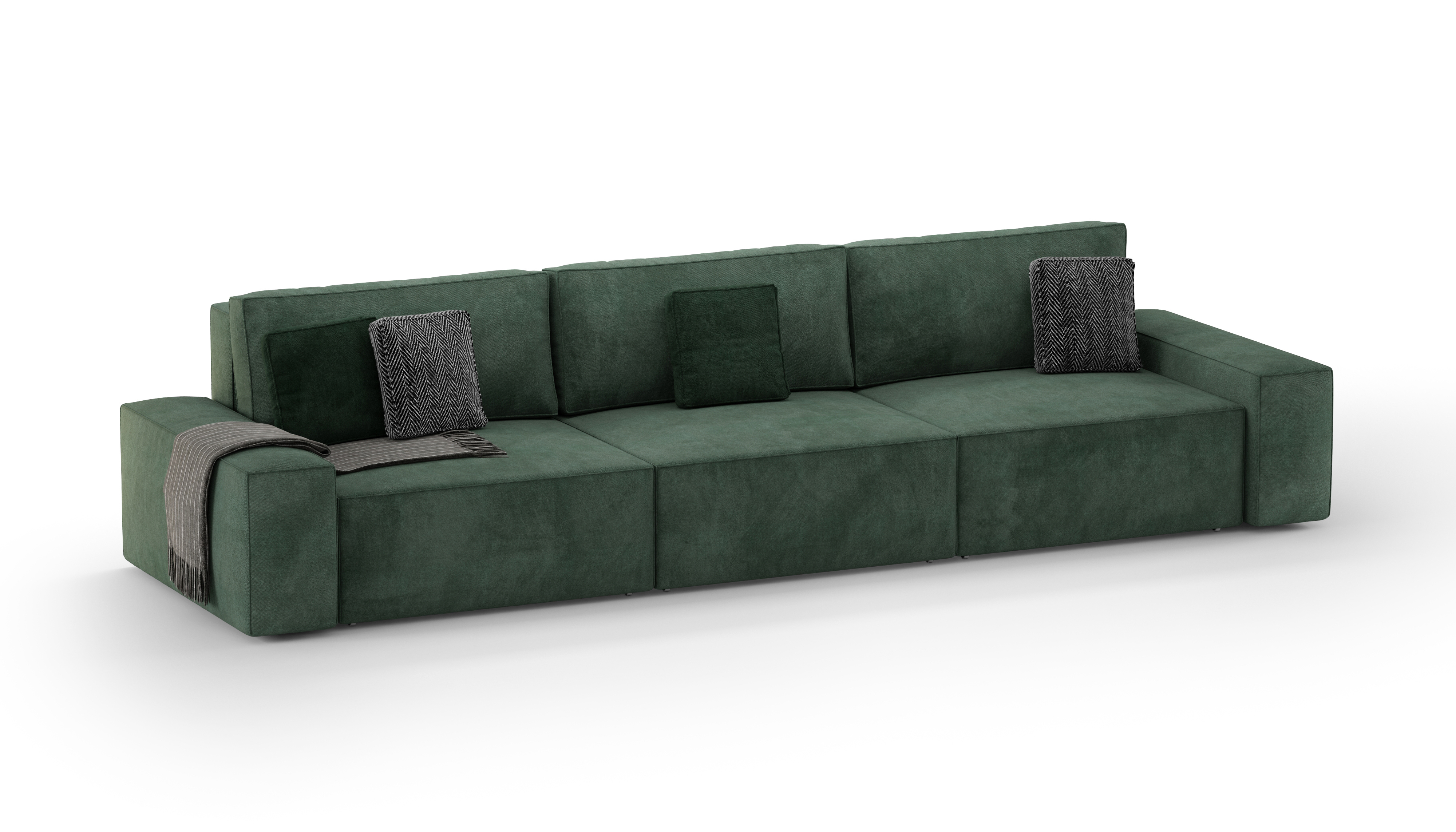 Изображение товара Диван раскладной Mebelroom Симпл 350x80x100 см велюр зеленый