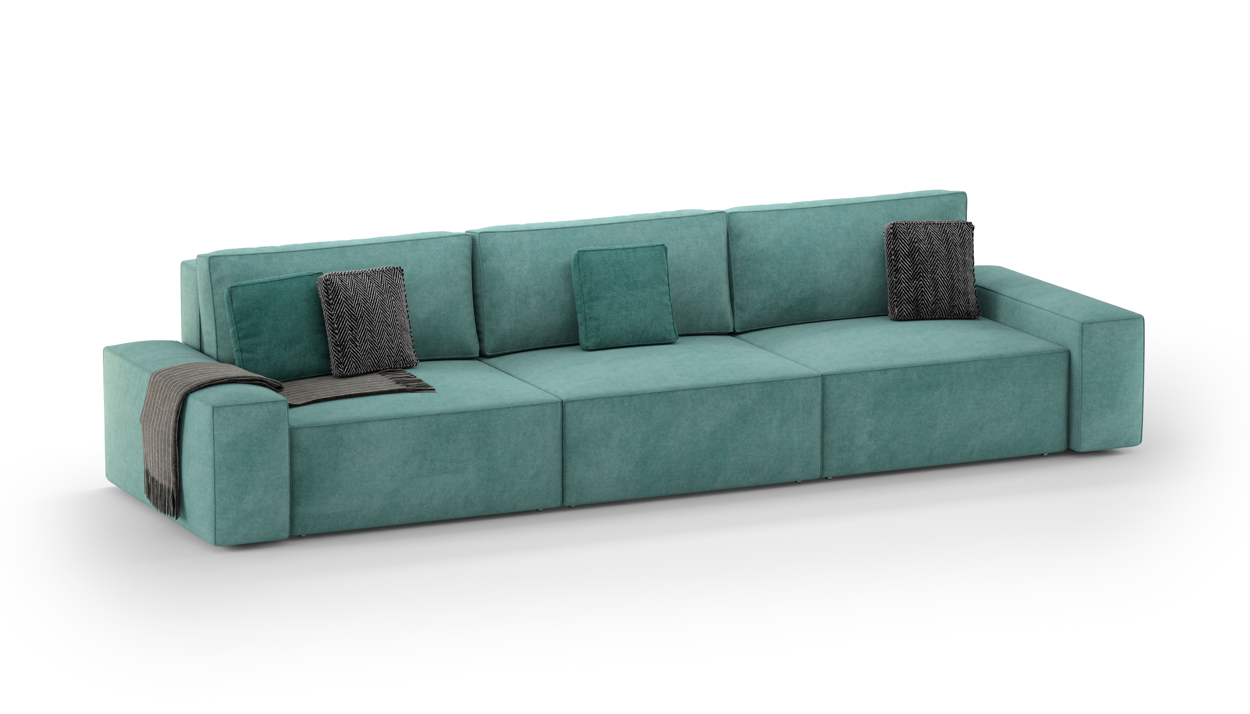 Изображение товара Диван раскладной Mebelroom Симпл 350x80x100 см велюр бирюзовый