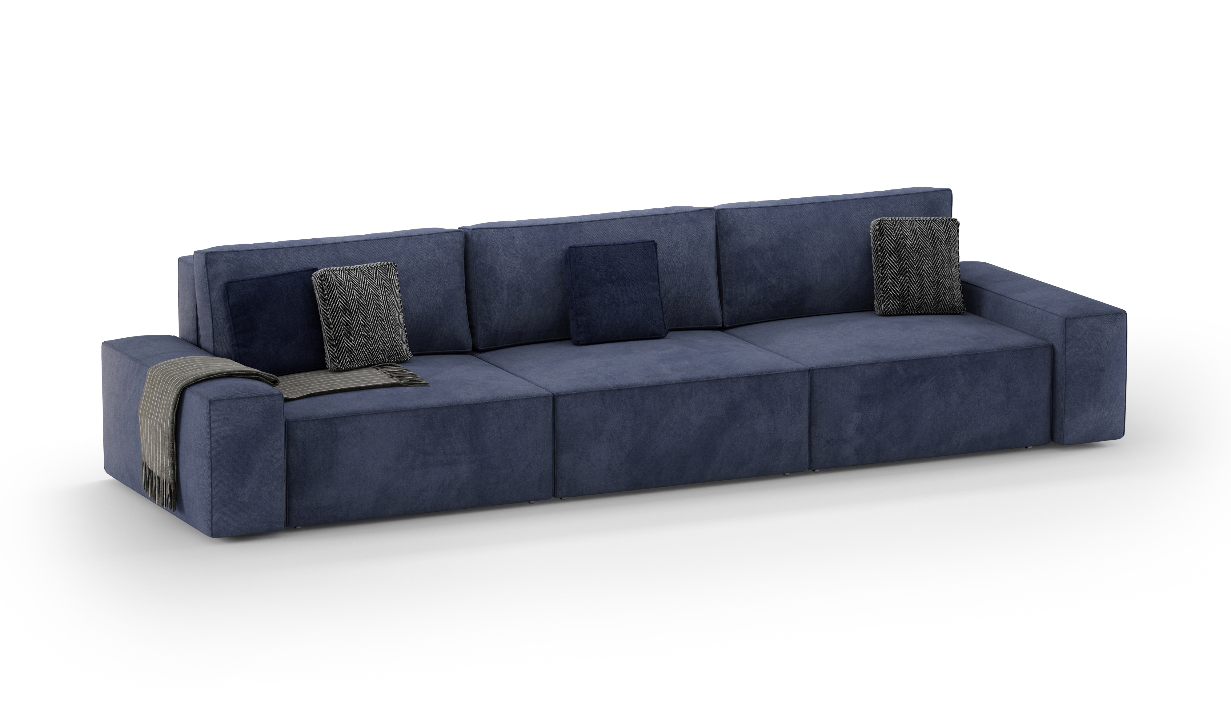 Изображение товара Диван раскладной Mebelroom Симпл 350x80x100 см велюр синего цвета