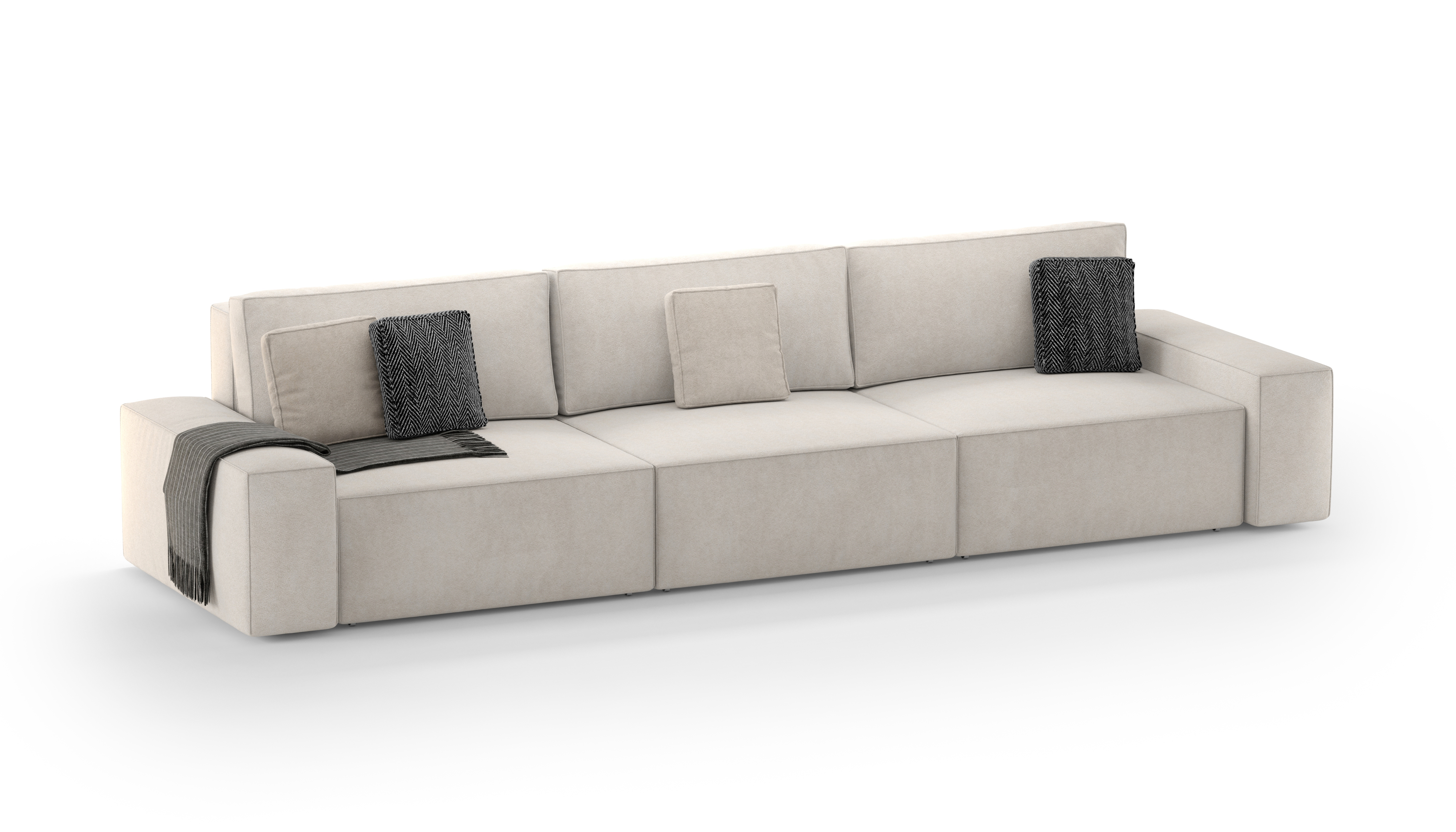 Изображение товара Диван раскладной Mebelroom Симпл 350x80x100 см велюр молочный