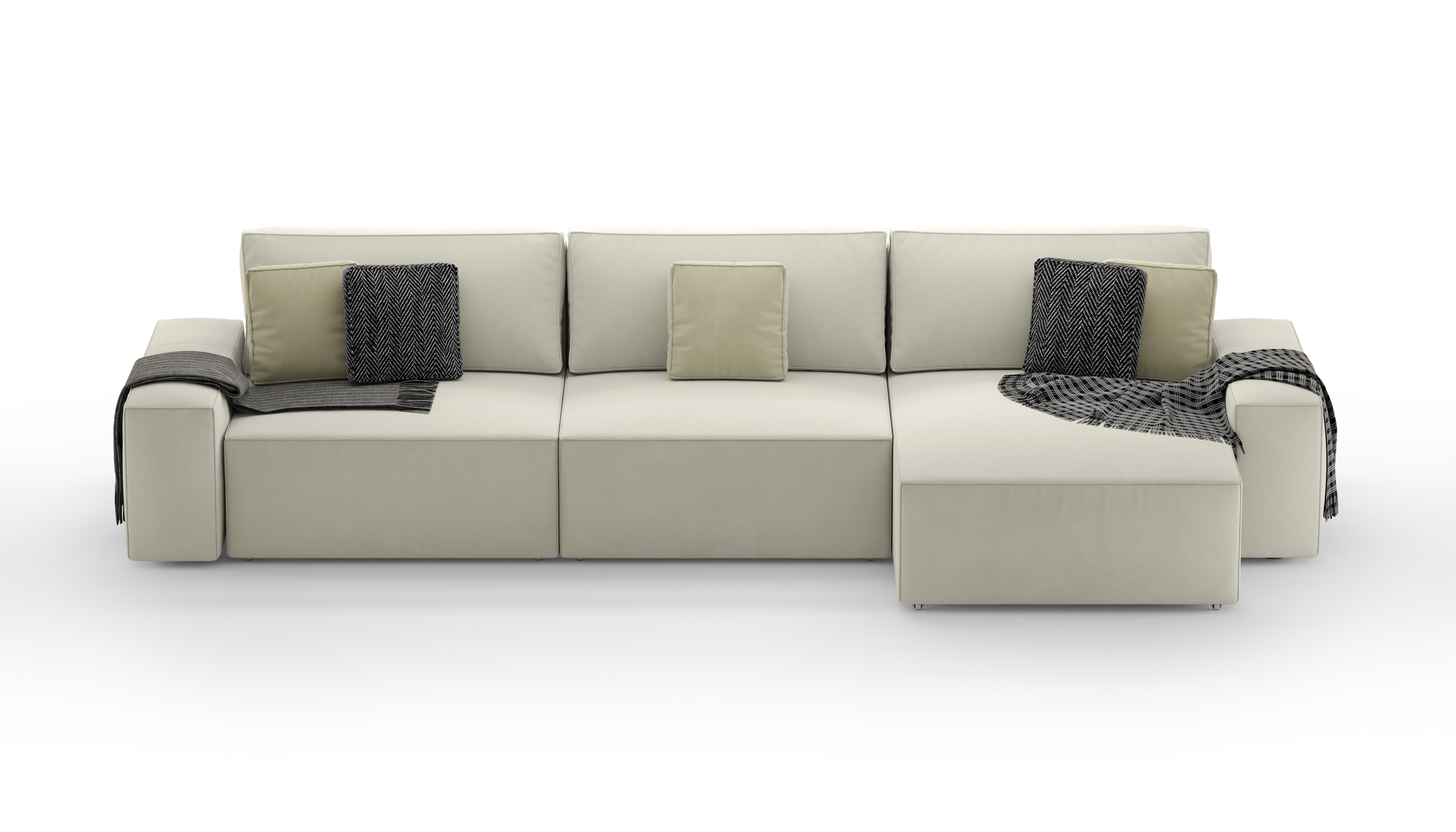 Изображение товара Диван раскладной Mebelroom Тедди 350x80x160 см велюр цвет молочный
