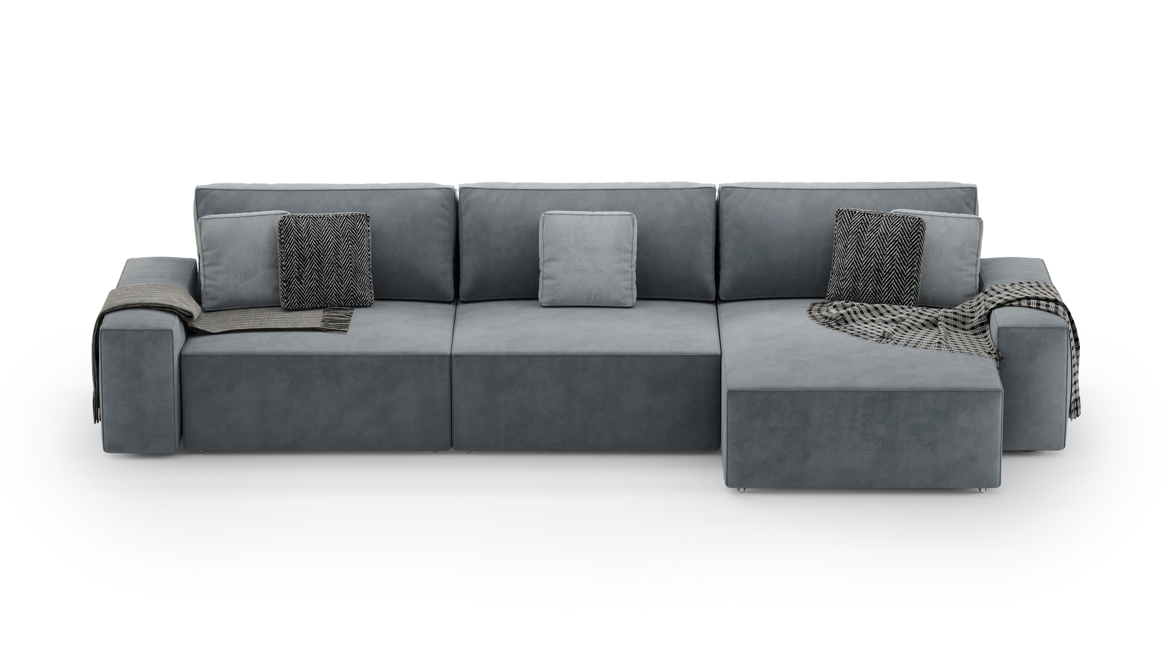 Изображение товара Диван раскладной Mebelroom Тедди велюр 350x80x160 см темно-серый