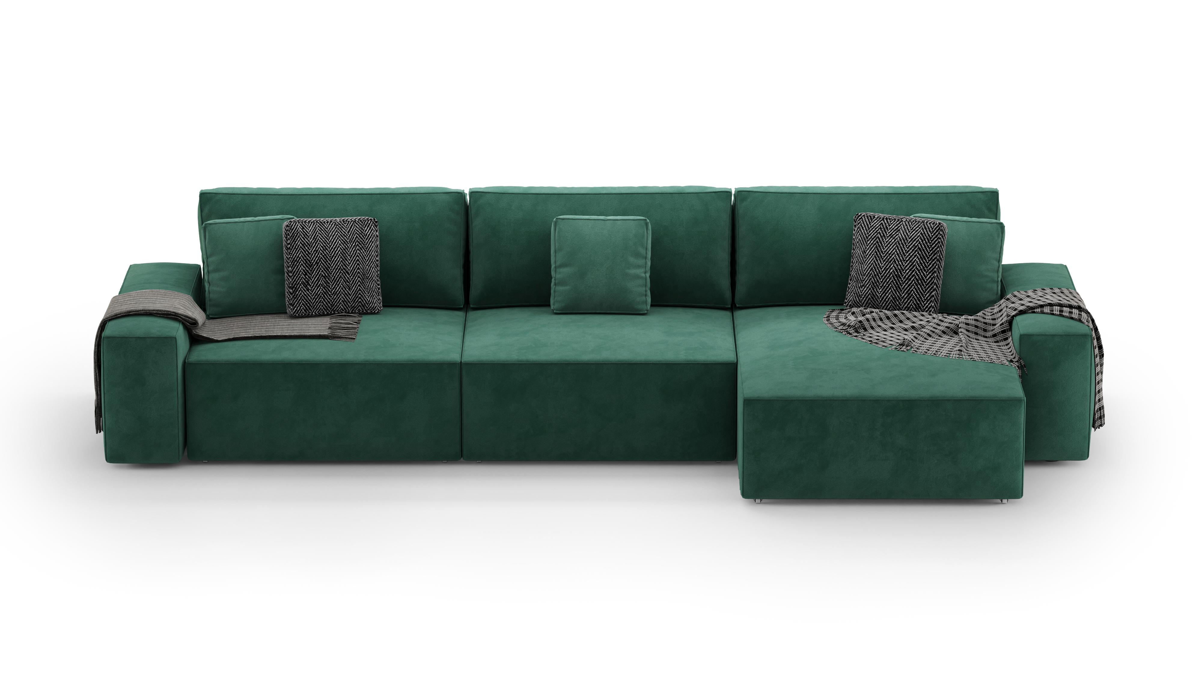 Изображение товара Диван раскладной Mebelroom Тедди 350x80x160 см велюр изумрудный