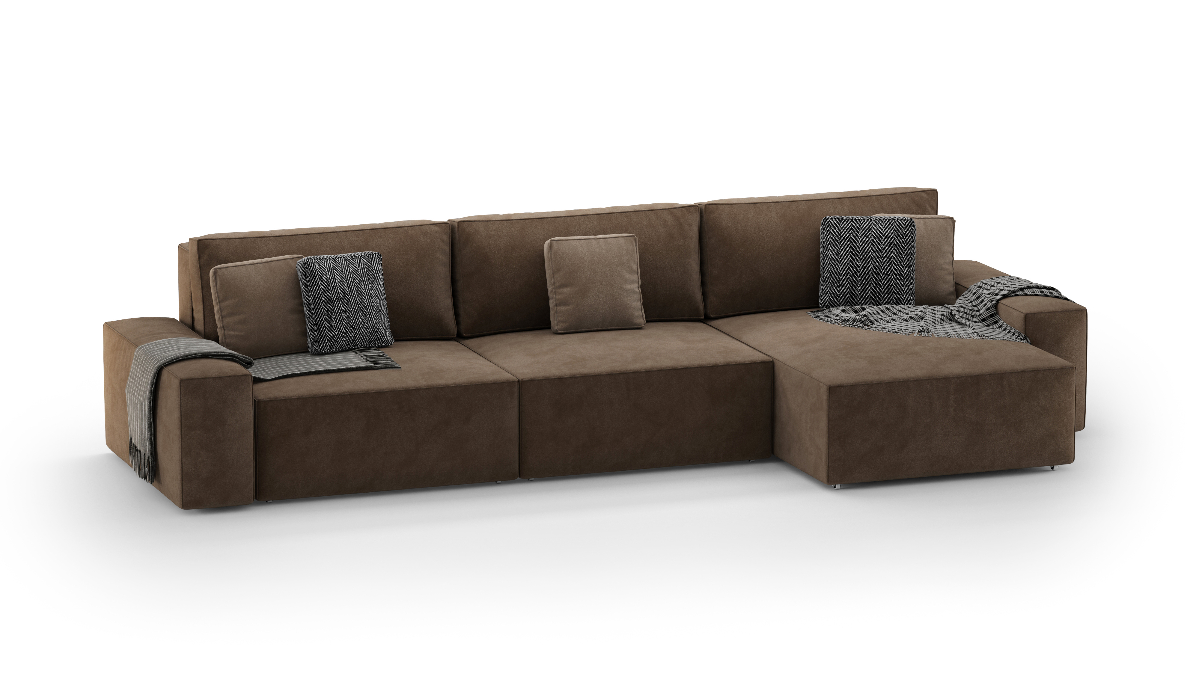 Изображение товара Диван раскладной Mebelroom Тедди 350х80х160 см велюр коричневый