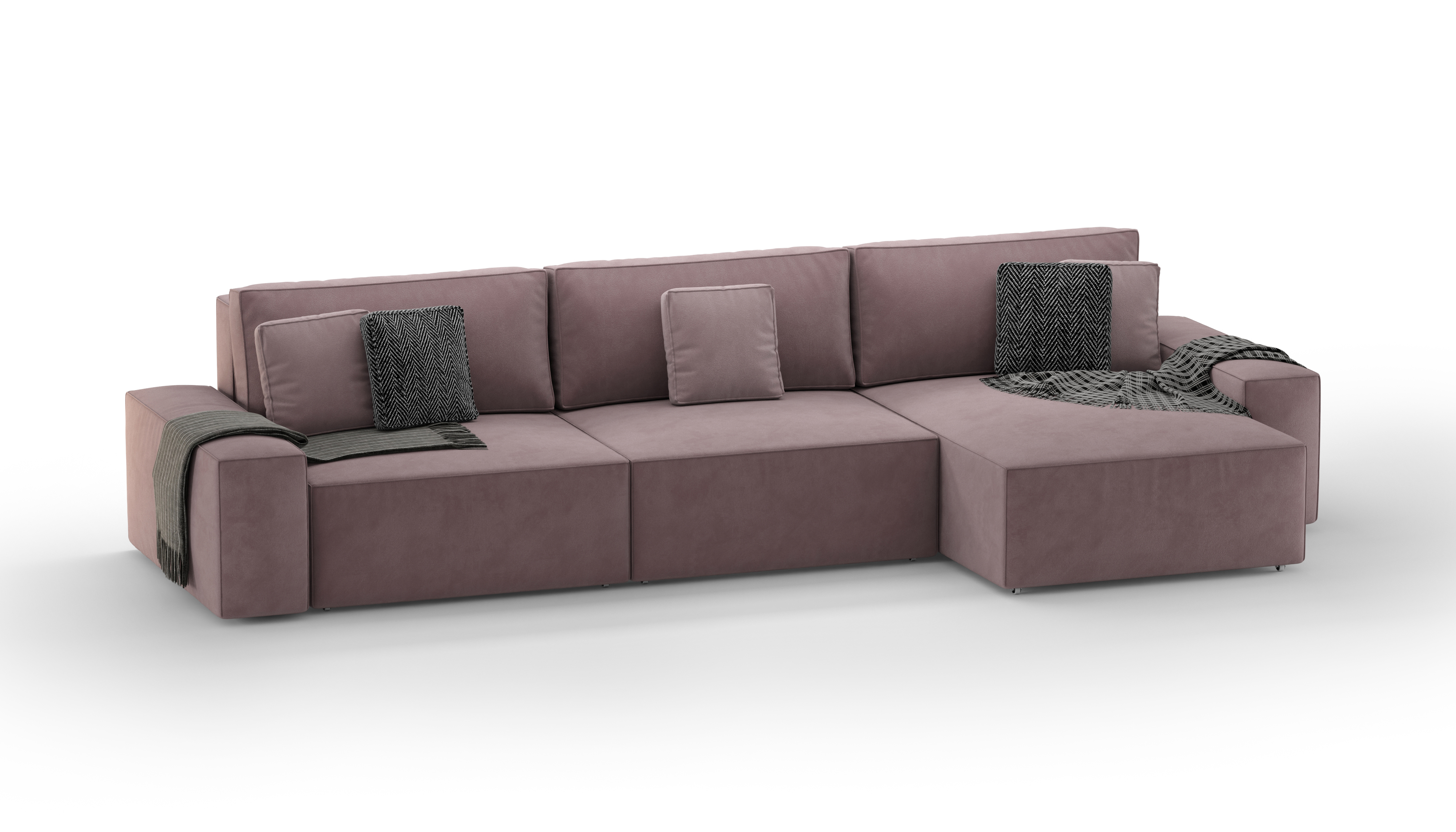 Изображение товара Диван раскладной Mebelroom Тедди 350x80x160 см велюр цвет пудровый