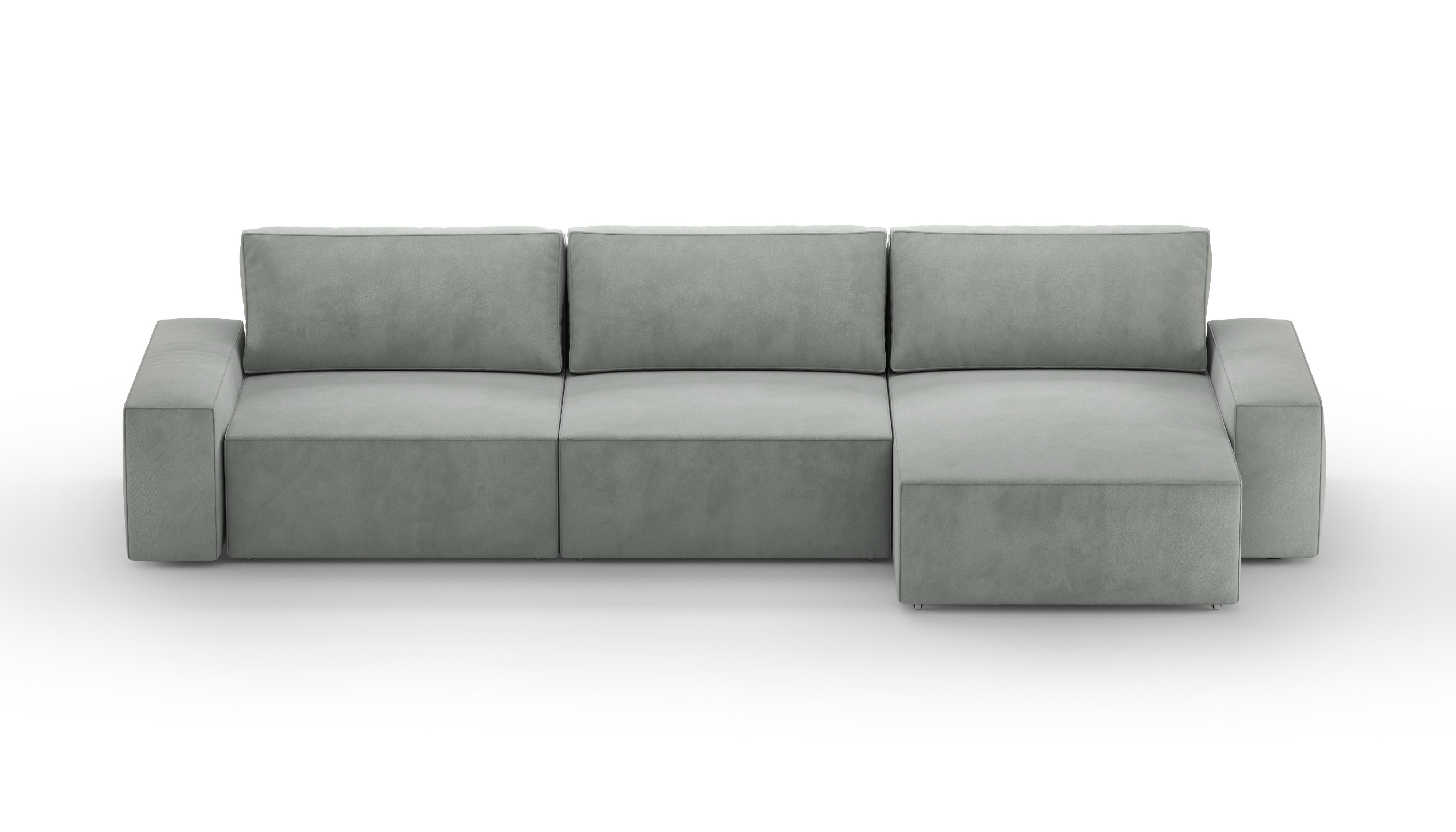 Изображение товара Диван раскладной Mebelroom Brandy велюр светлый серый 350x80x160 см