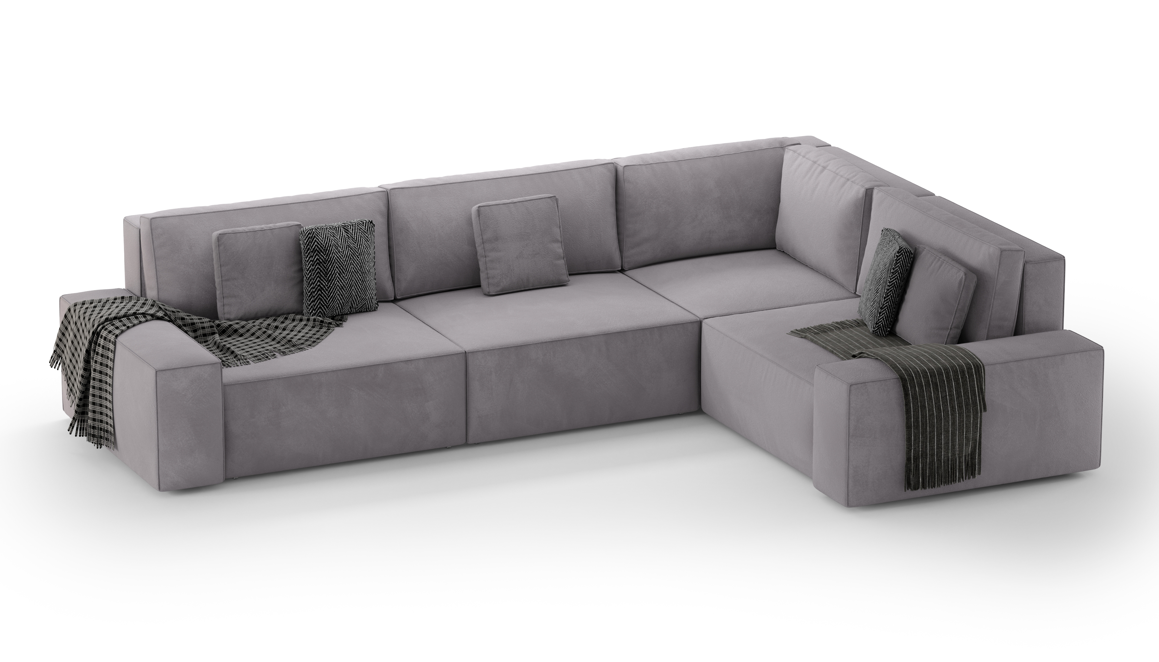 Изображение товара Диван кровать Mebelroom Велютто 325x80x100 см велюр серо-коричневый лофт