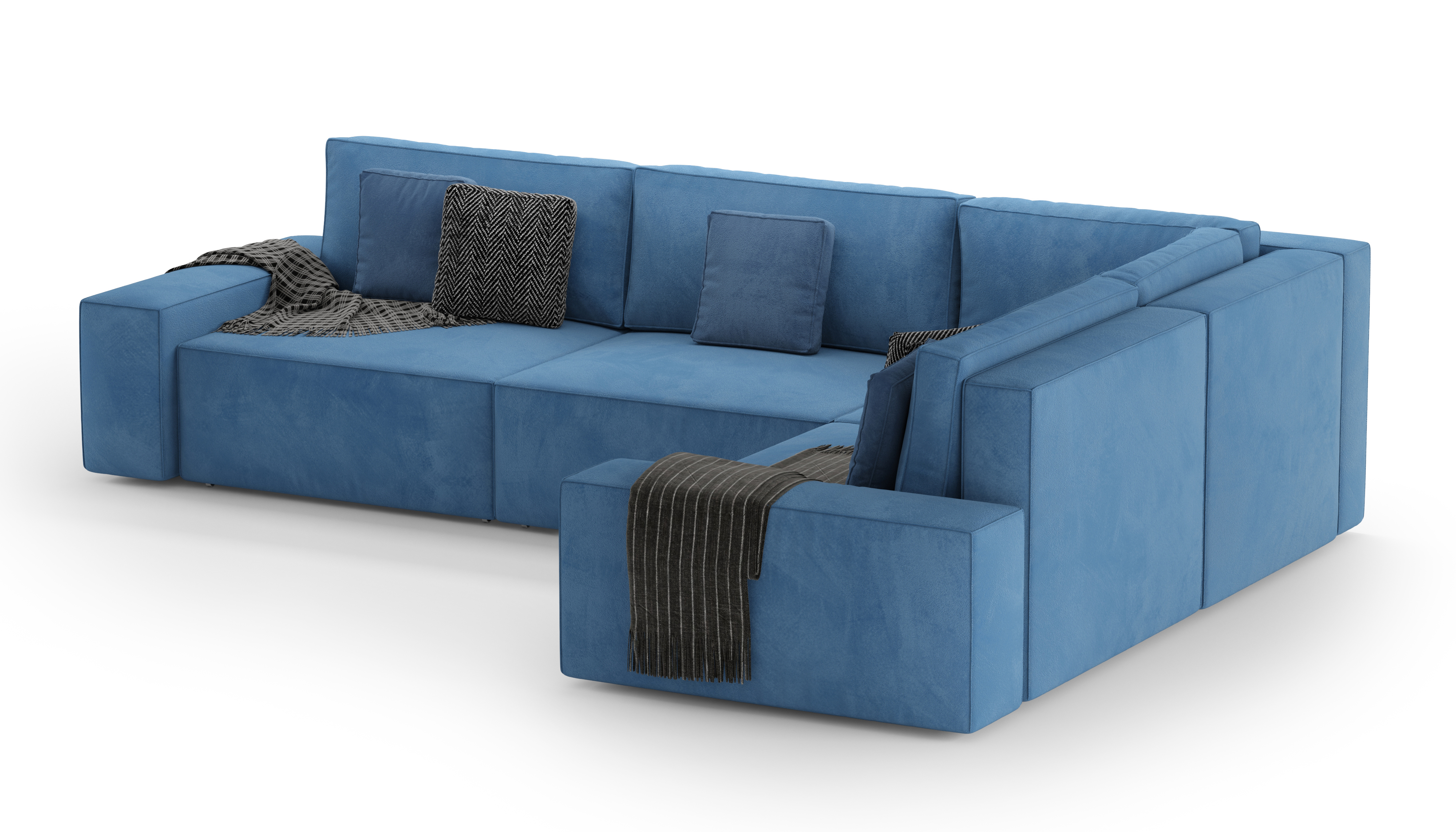 Изображение товара Диван прямой Mebelroom Велютто 325x80x100 см велюр цвет синий