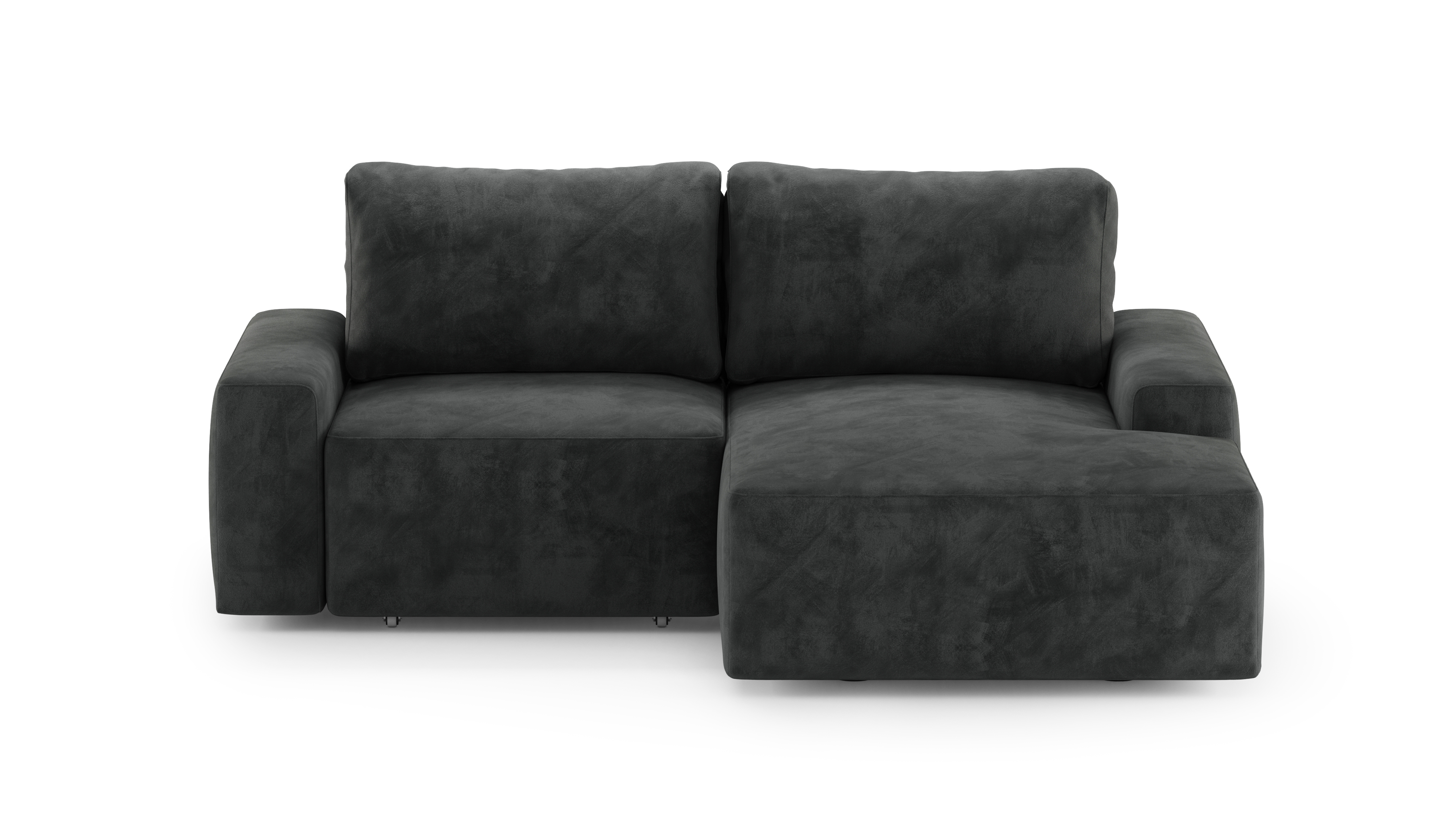 Изображение товара Угловой диван Mebelroom Леон Тедди 230x80x105 см велюр черно-серый для современного интерьера