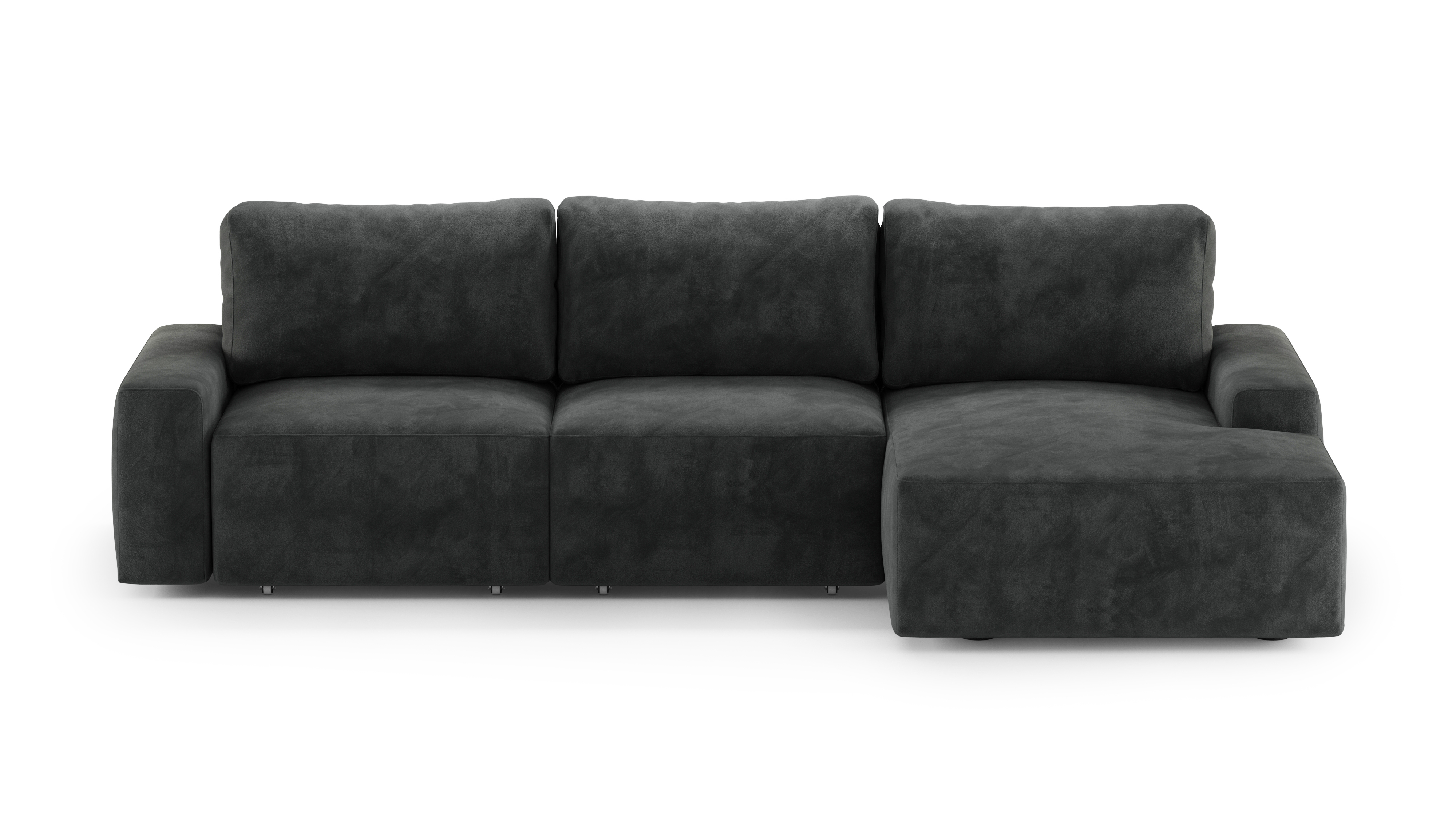 Изображение товара Угловой раскладной диван Mebelroom Леон Тедди велюр черно-серый 320x80x105 см