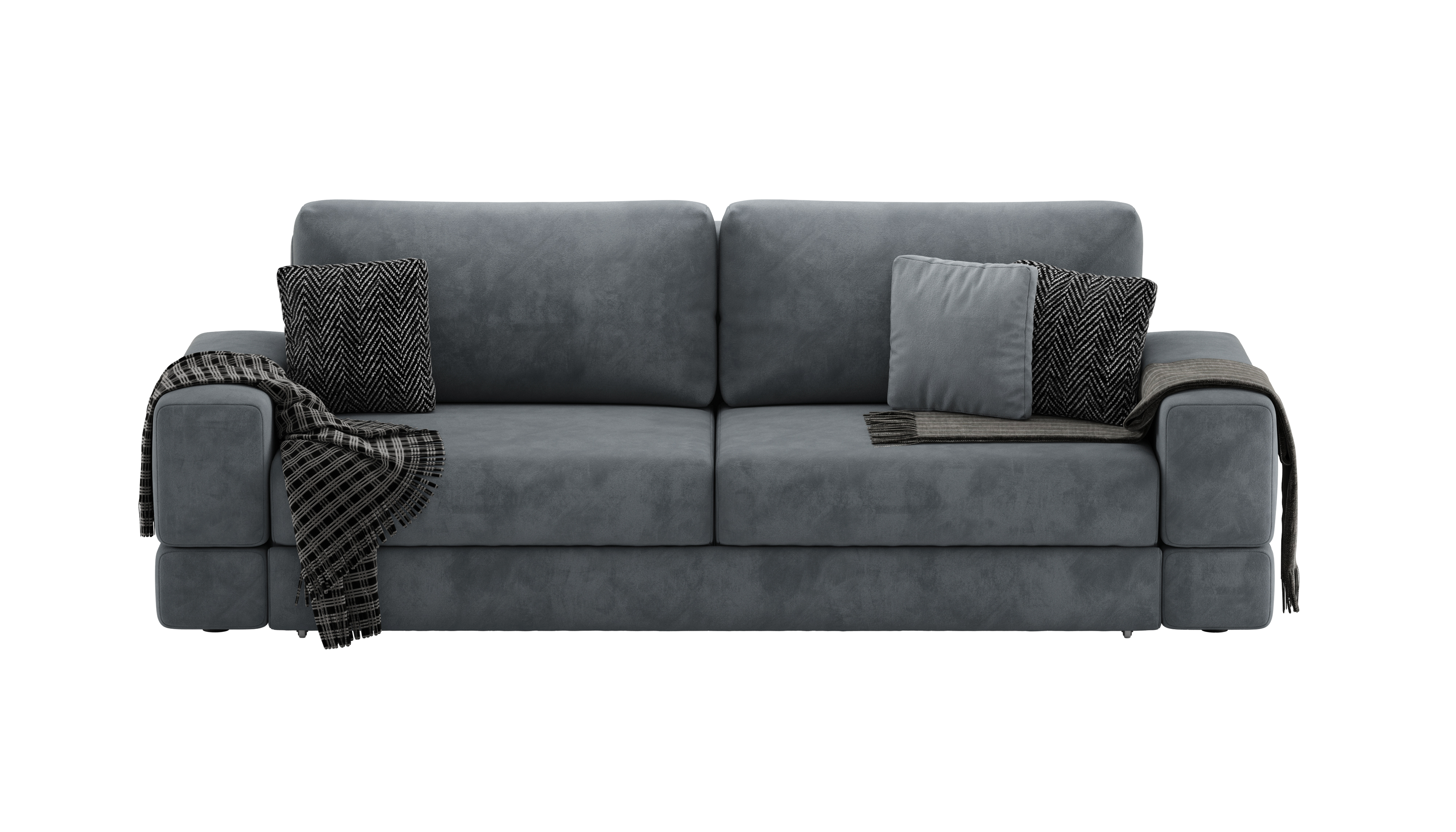 Изображение товара Раскладной диван Mebelroom Даллас Teddy 250x80x100 см велюр темно-серый