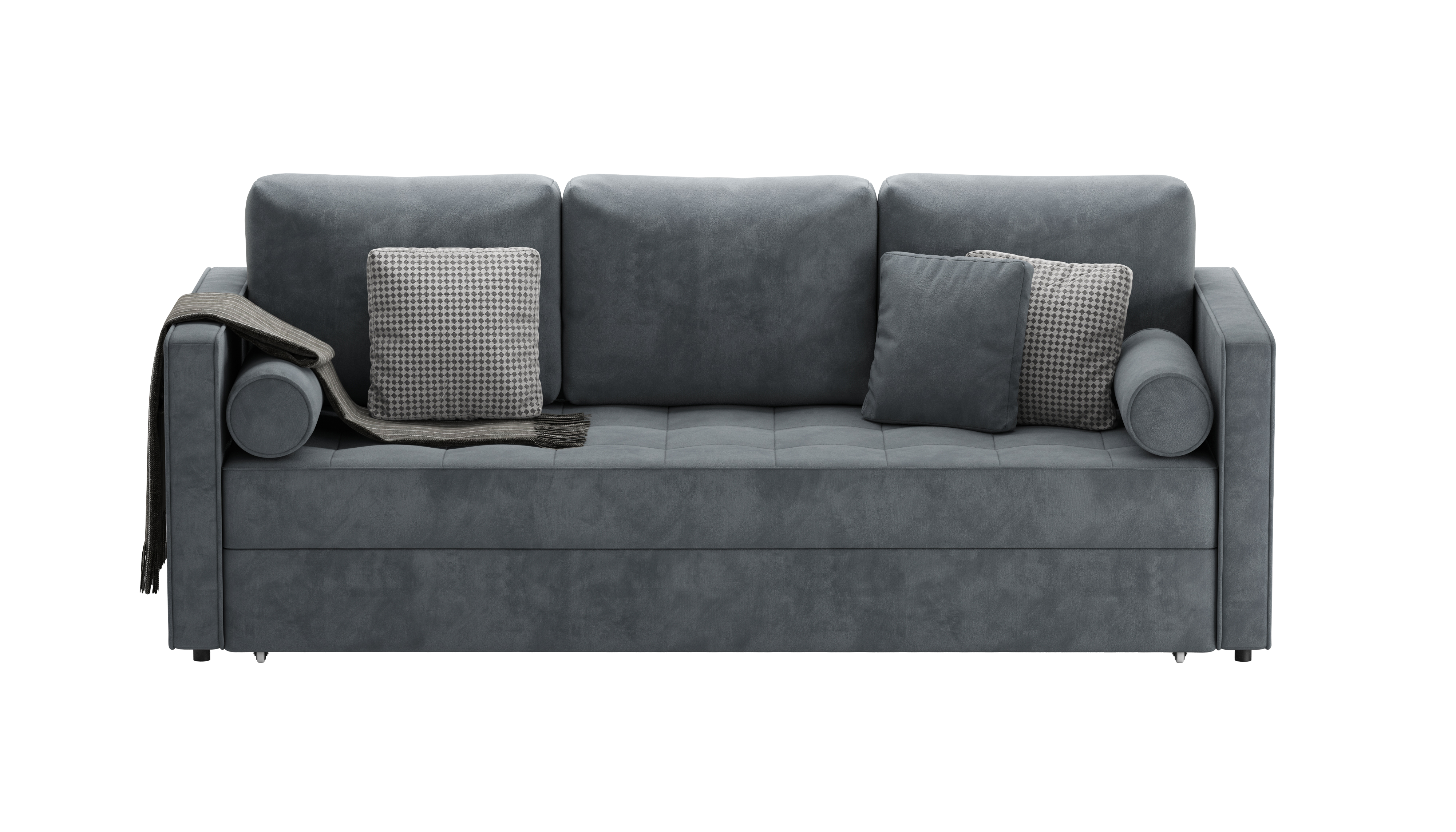 Изображение товара Раскладной диван кровать Mebelroom Отто Teddy 220x80x100 см велюр тёмно-серый