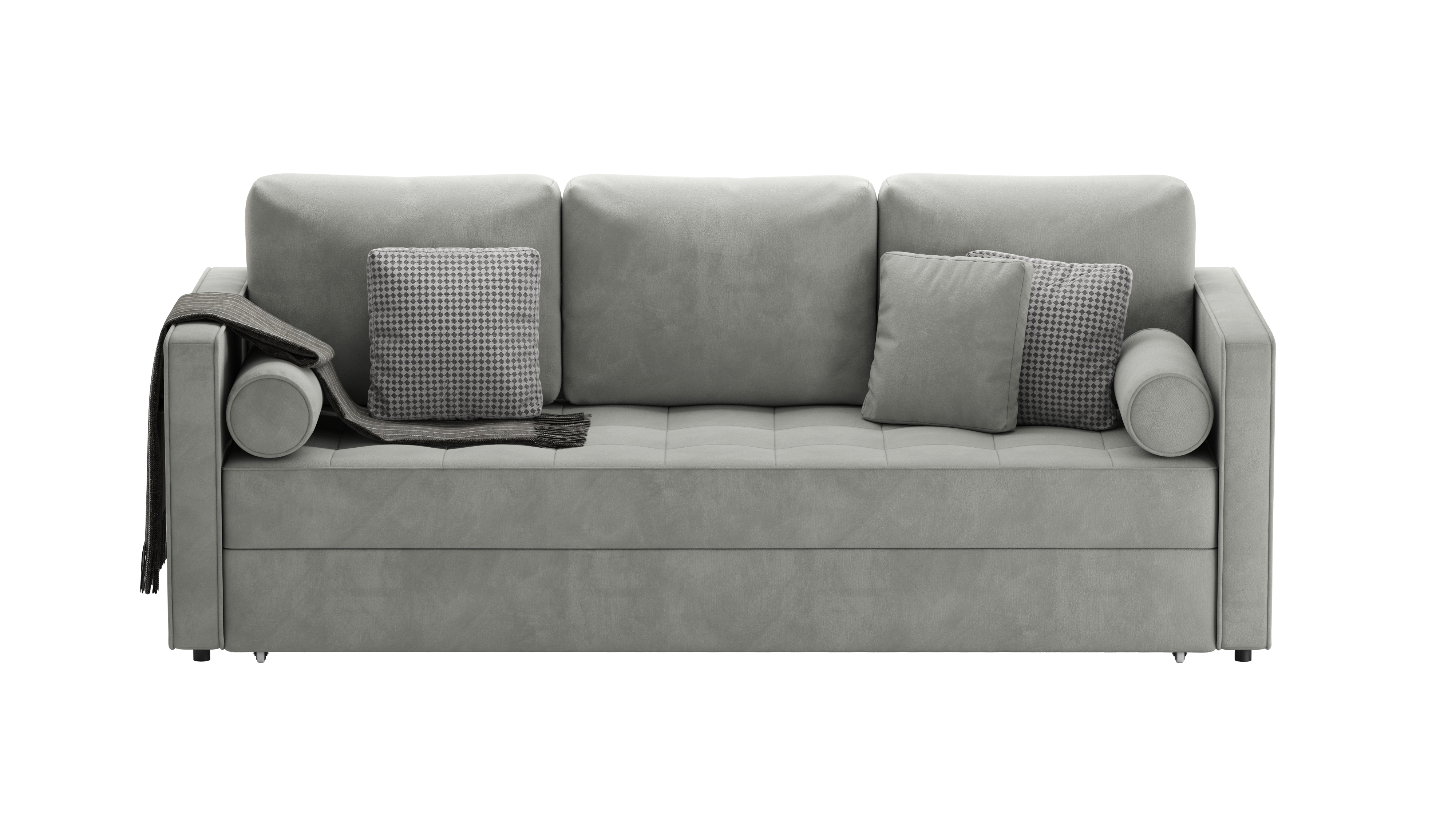 Изображение товара Диван раскладной Mebelroom Отто Teddy 220x80x100 см велюр серый стиль лофт