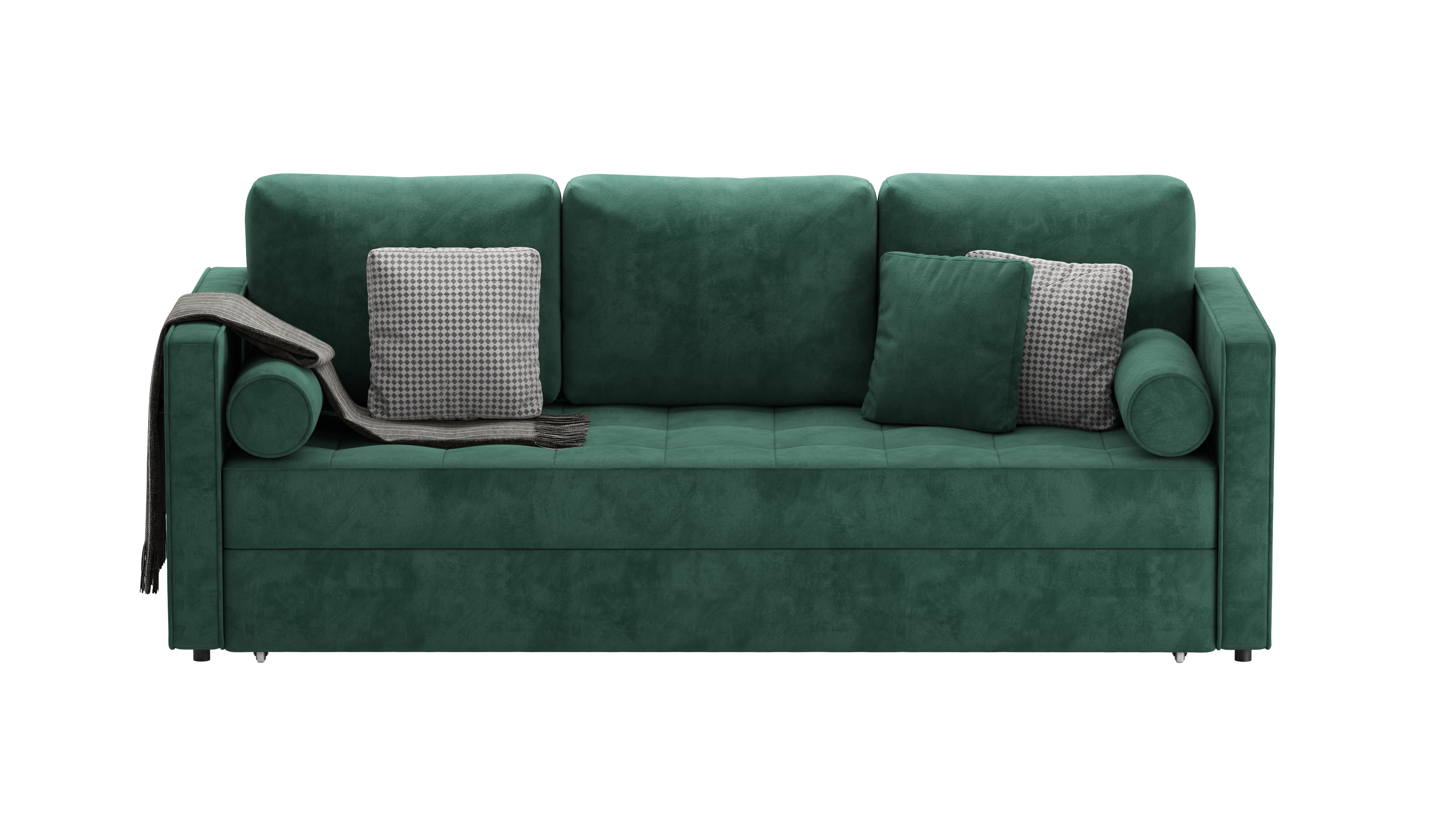 Изображение товара Диван раскладной Mebelroom Отто Teddy 220x80x100 см велюр изумрудный