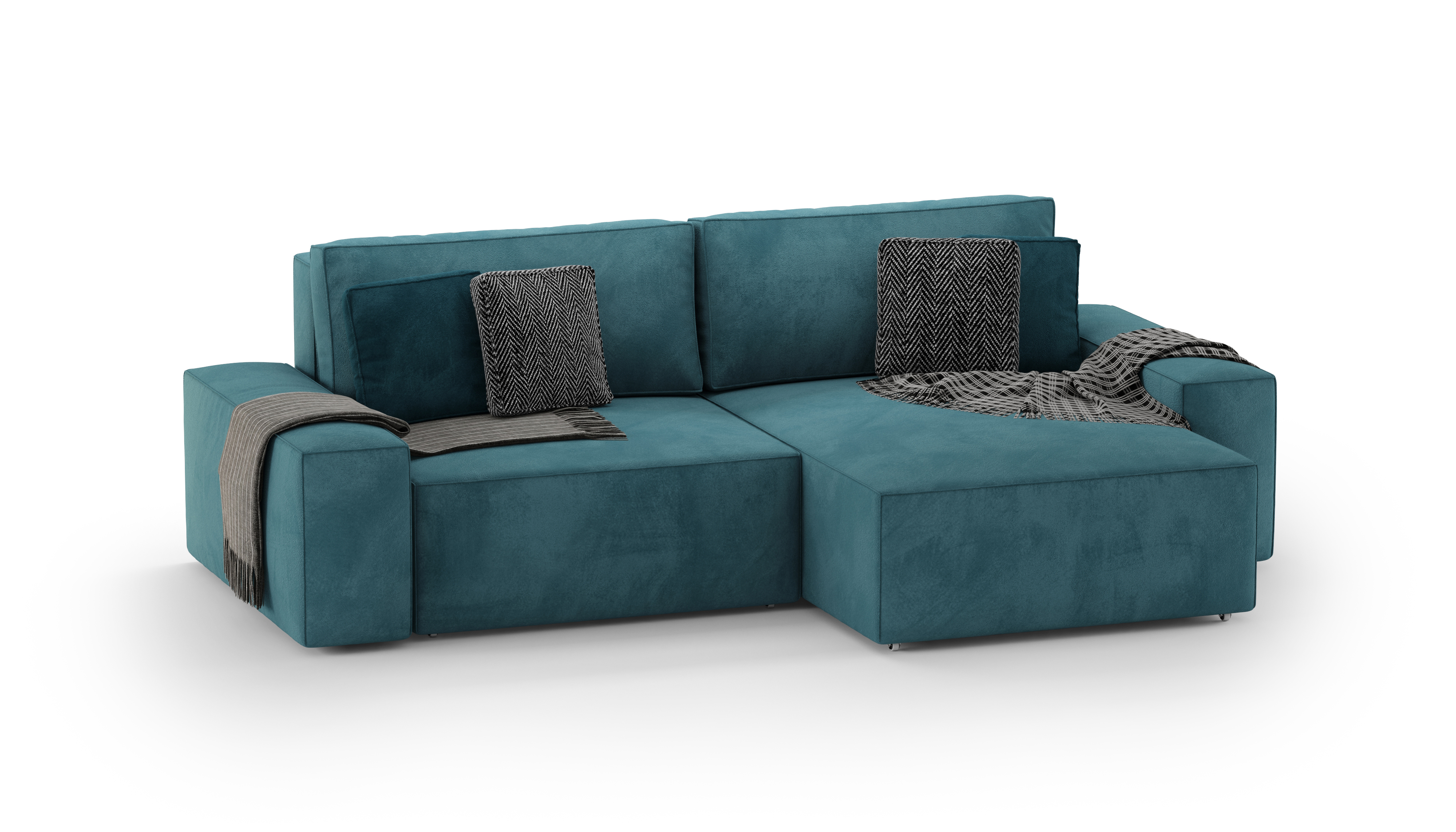 Изображение товара Диван раскладной Mebelroom Велютто 250x80x160 см Велюр бирюза