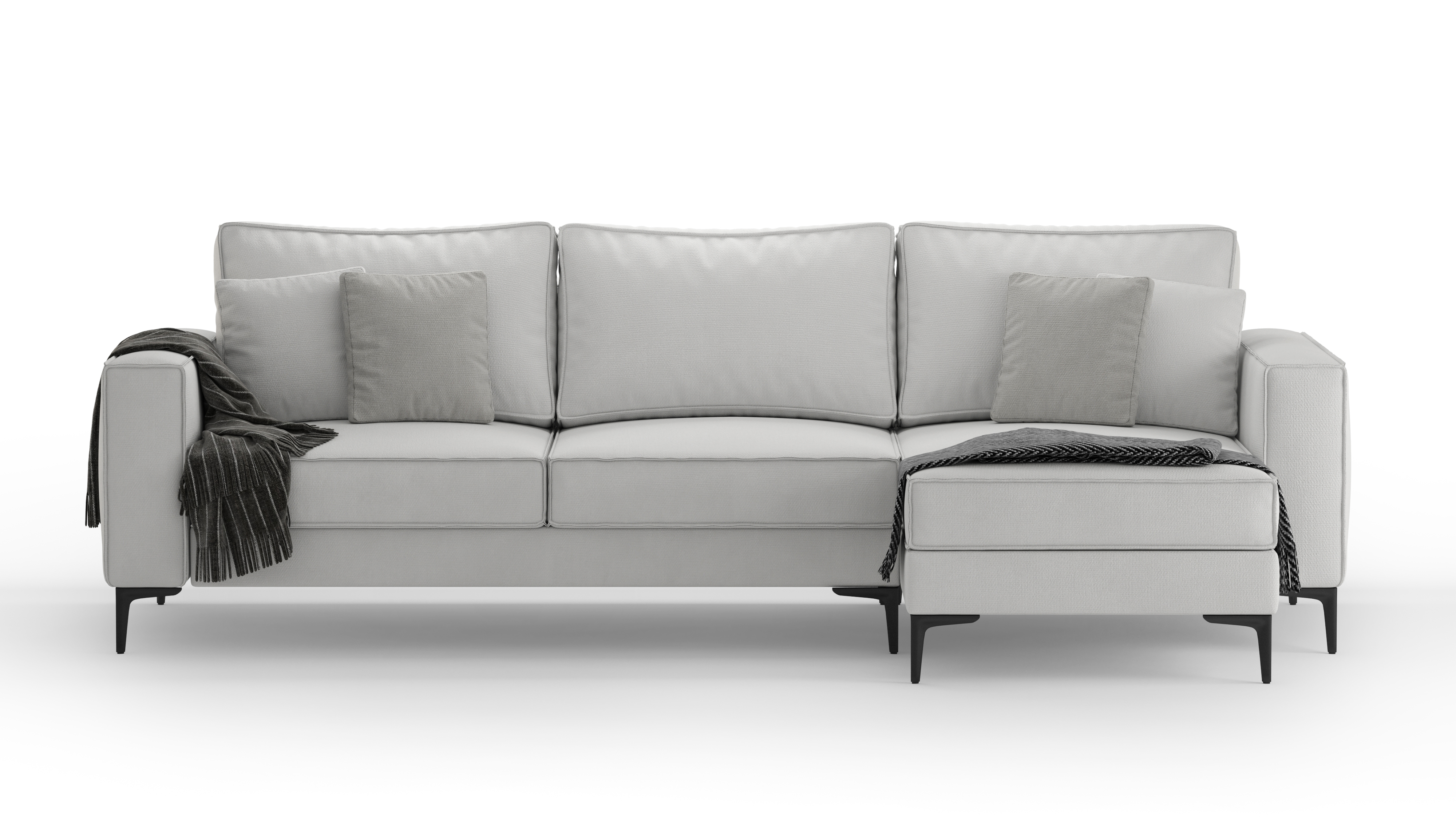 Изображение товара Диван раскладной Mebelroom Мэдисон 270x77x150 см с оттоманкой белый рогожка