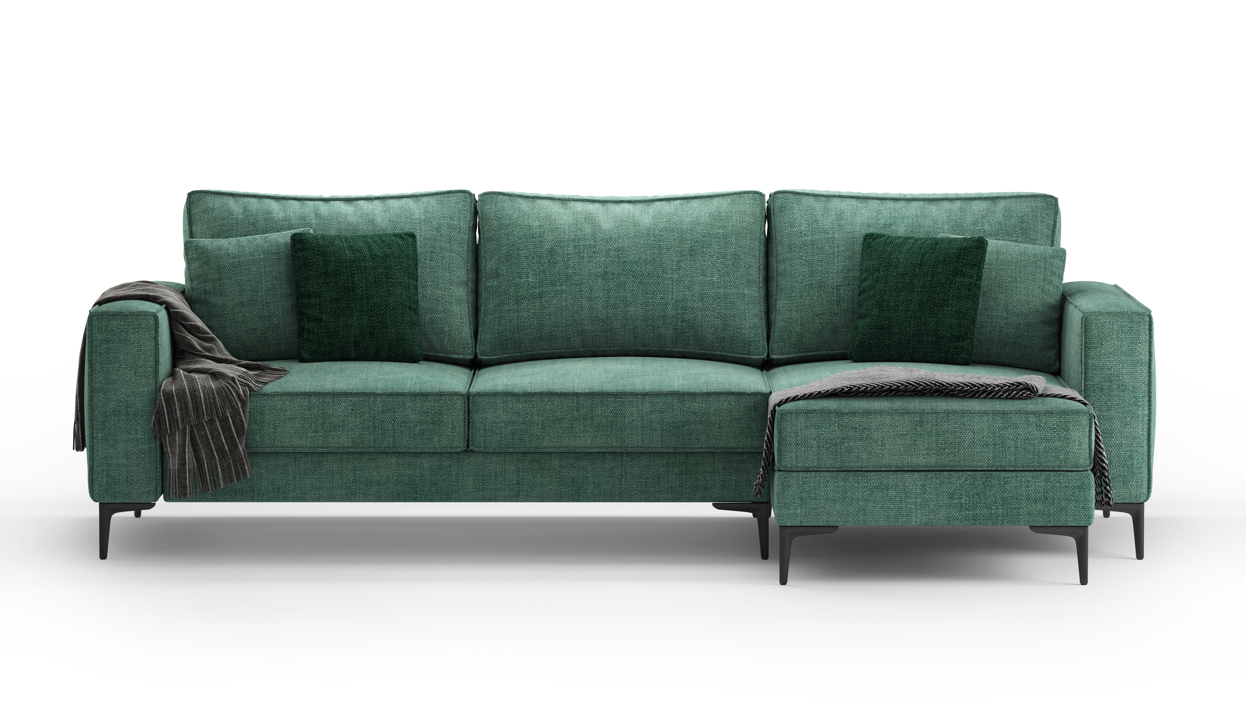 Изображение товара Диван раскладной Mebelroom Мэдисон 270x77x150 см зеленый с оттоманкой