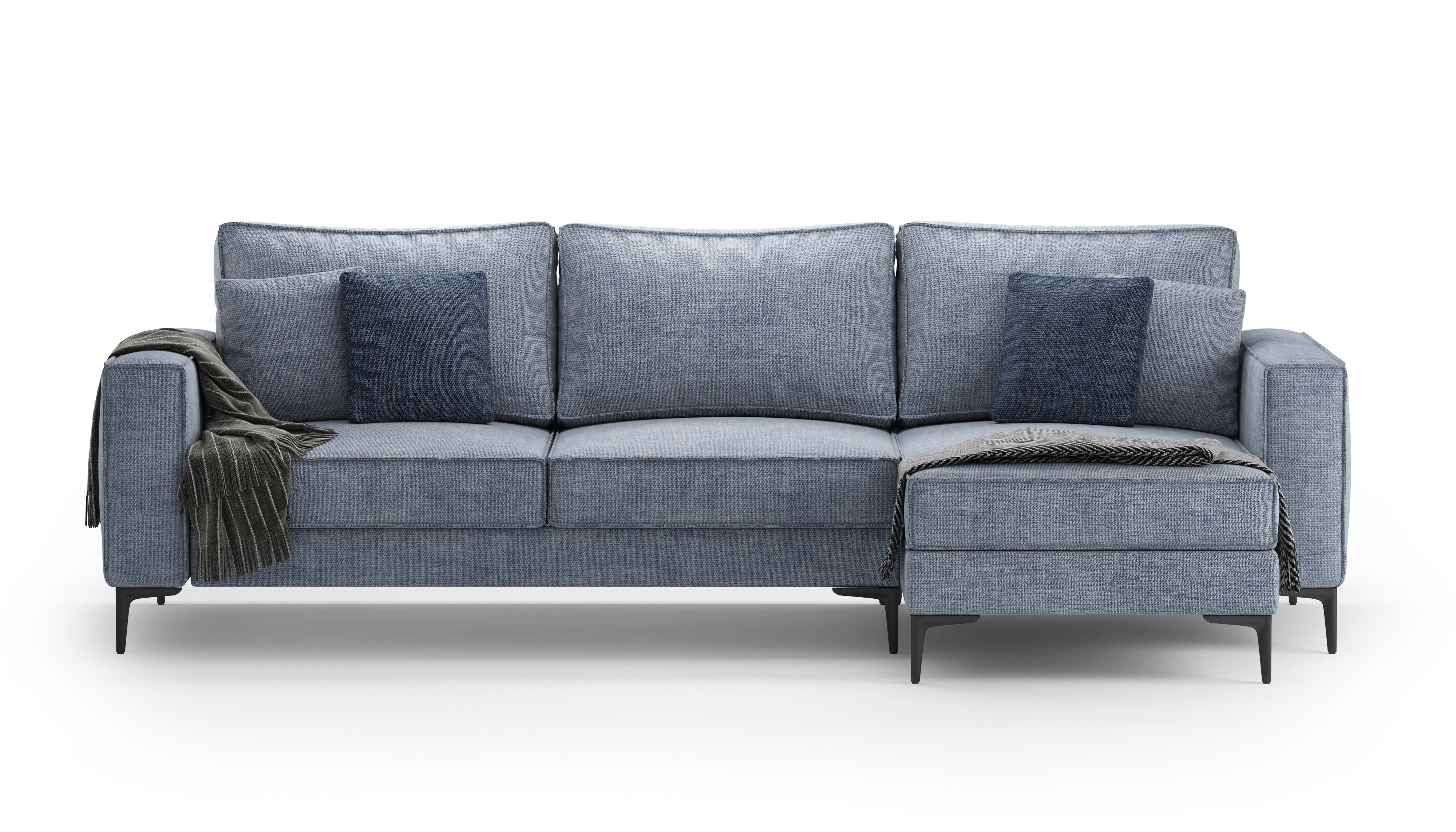 Изображение товара Диван раскладной Mebelroom Мэдисон 270x77x150 см серый с ящиками и механизмом тик-так