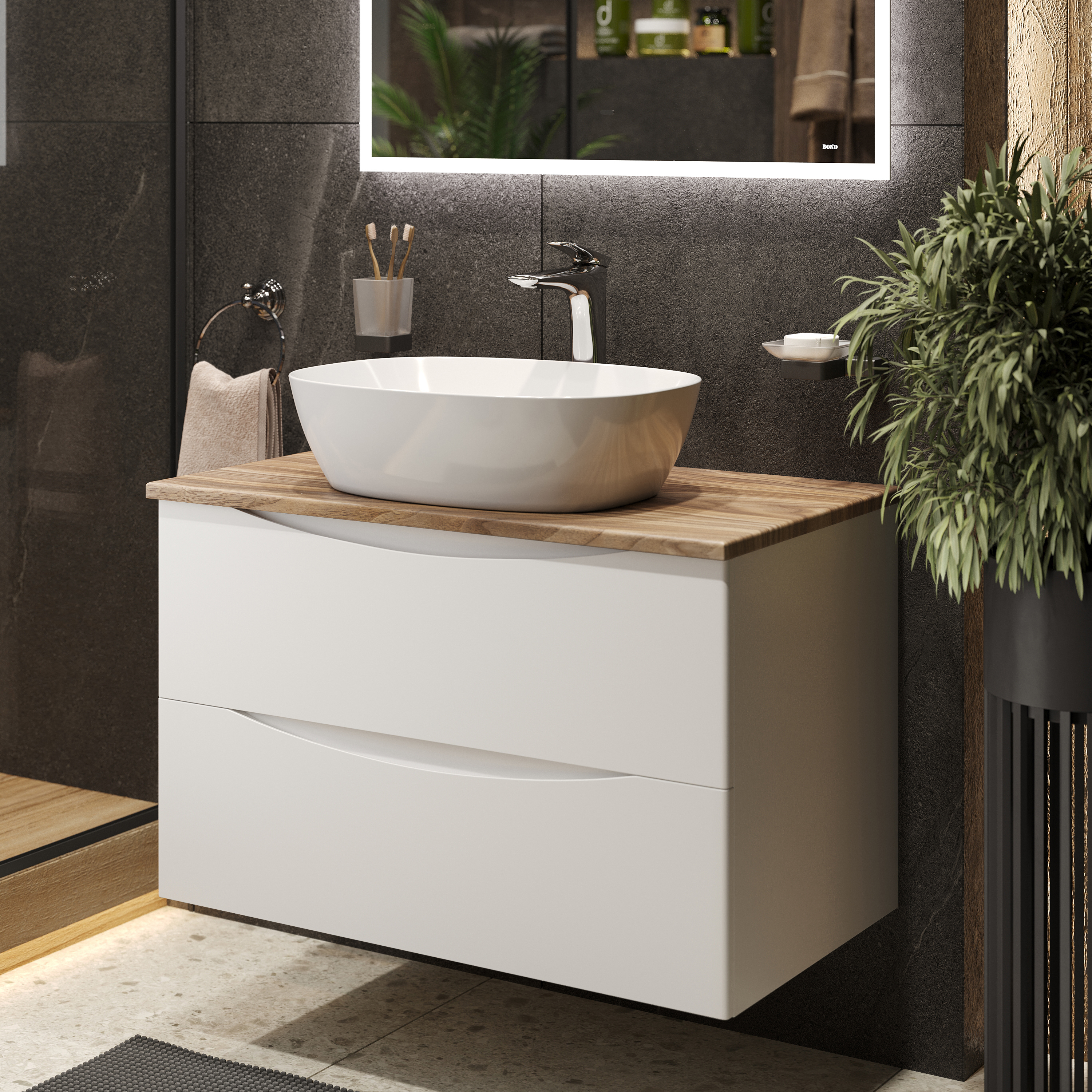 Изображение товара Тумба с раковиной Bond Cube T09805-S56500 белая