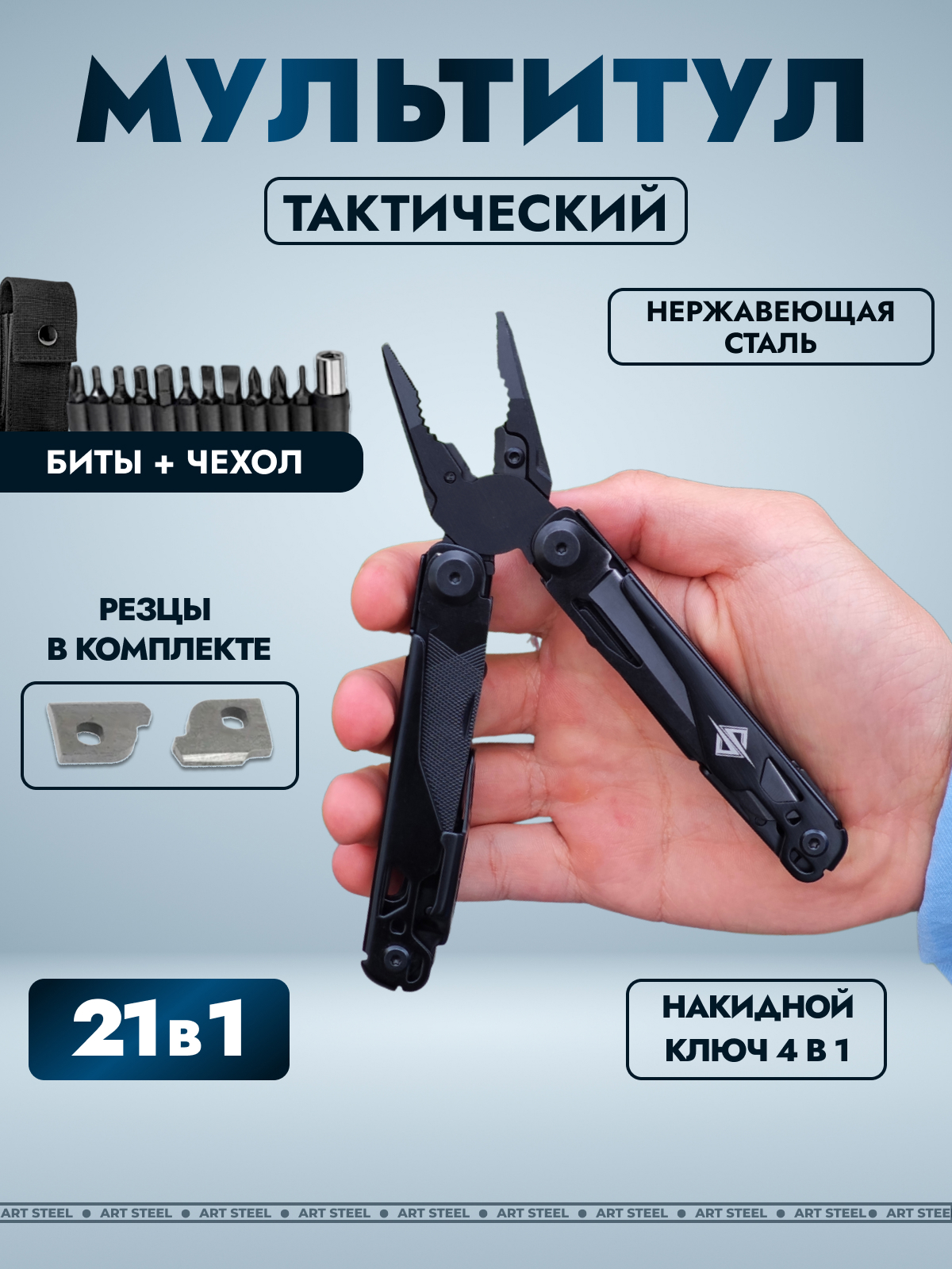Изображение товара Мультитул-пассатижи Datum plane DP701-BK 21 функций компактный надежный инструмент