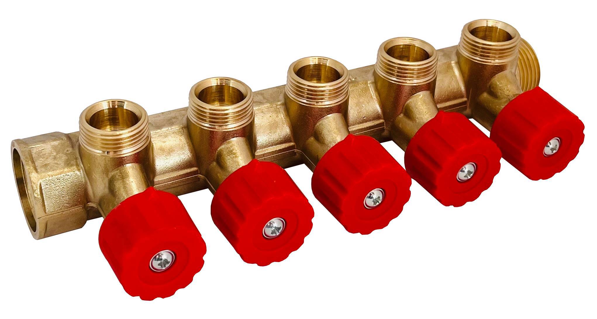 Изображение товара Регулирующий латунный коллектор Апогей КЛА 2505.045-4У-ВГР(К)-20 5 выходов евроконус Россия