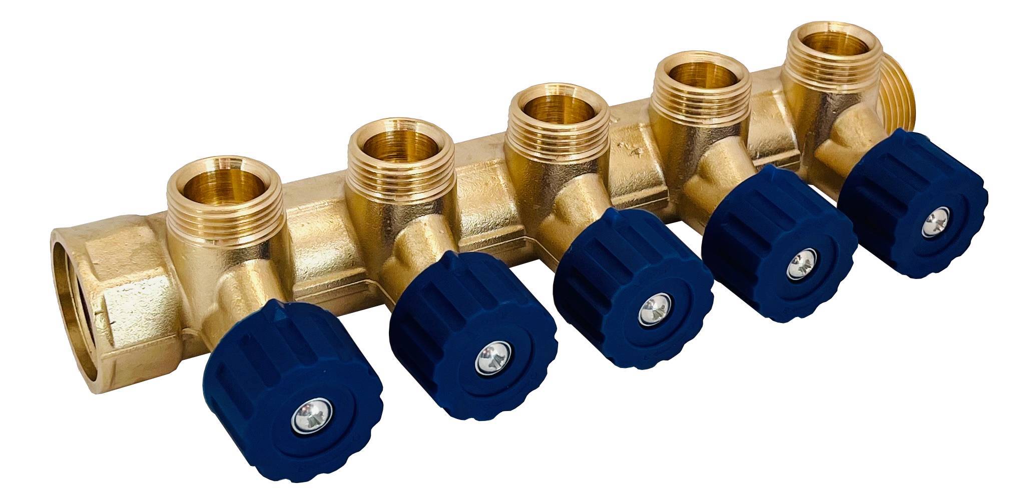 Изображение товара Регулирующий латунный коллектор Апогей КЛА 2505.045-4У-ВГР(С)-20 с 5 выходами и евроконусом